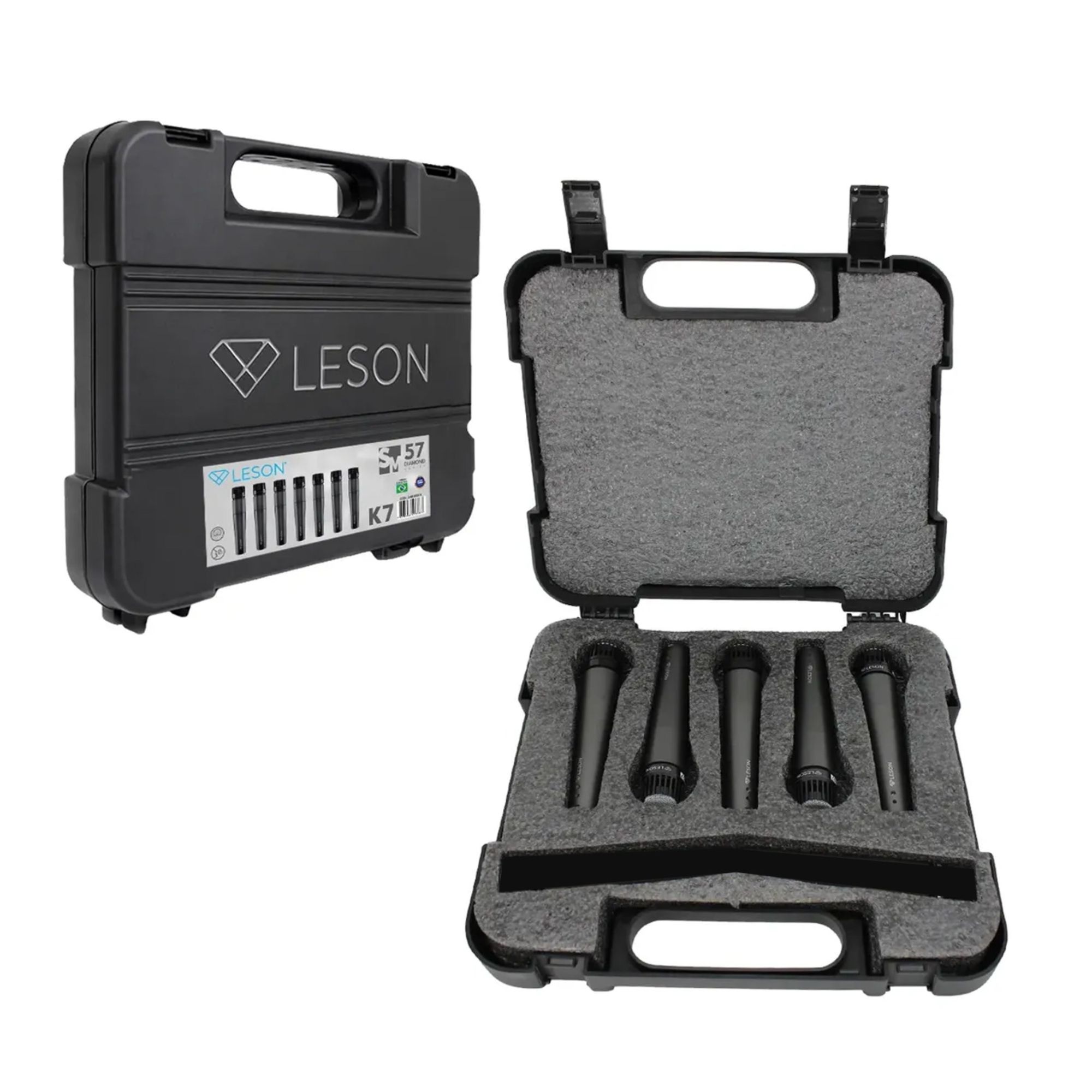 Kit 5 Microfones Dinâmicos SM57 K5 Para Instrumentos + Maleta Leson - 2AM003570