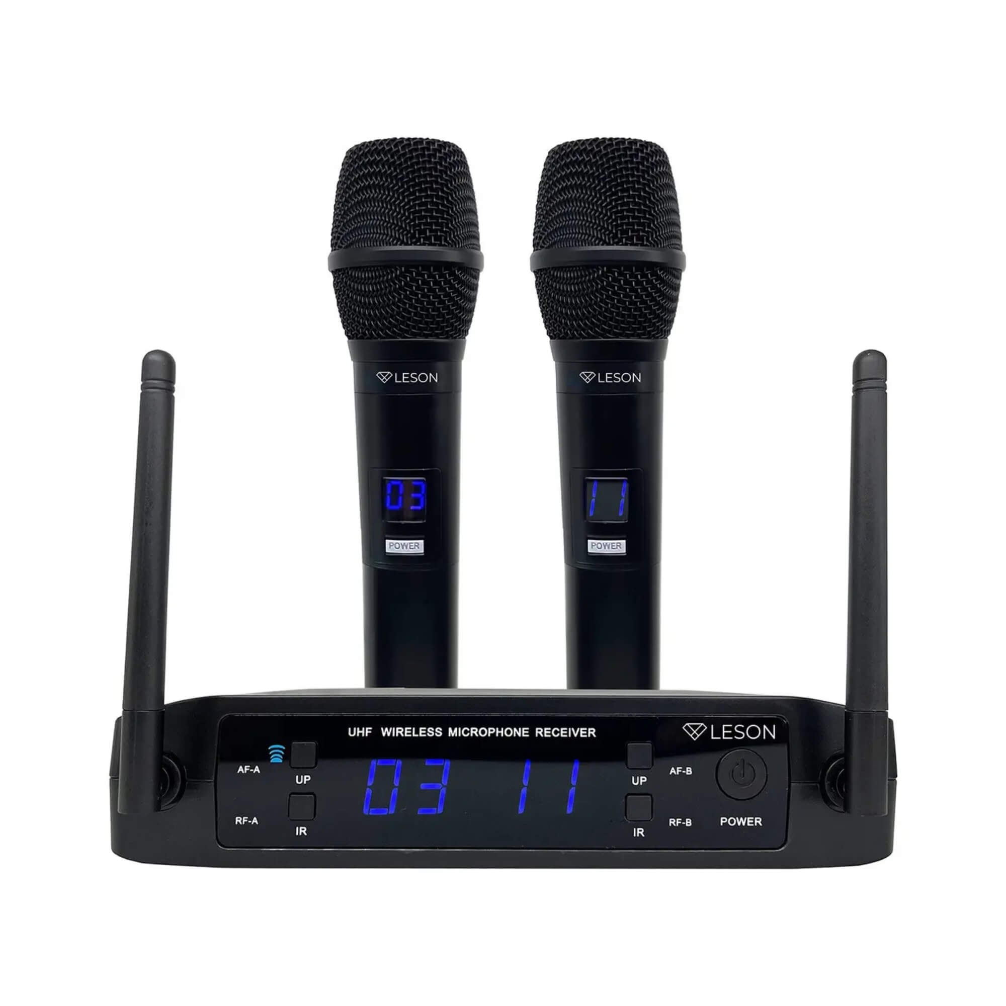 Microfone Sem Fio Duplo na cor Preta c/ Maleta CW4800 Leson - 2CW4802PP