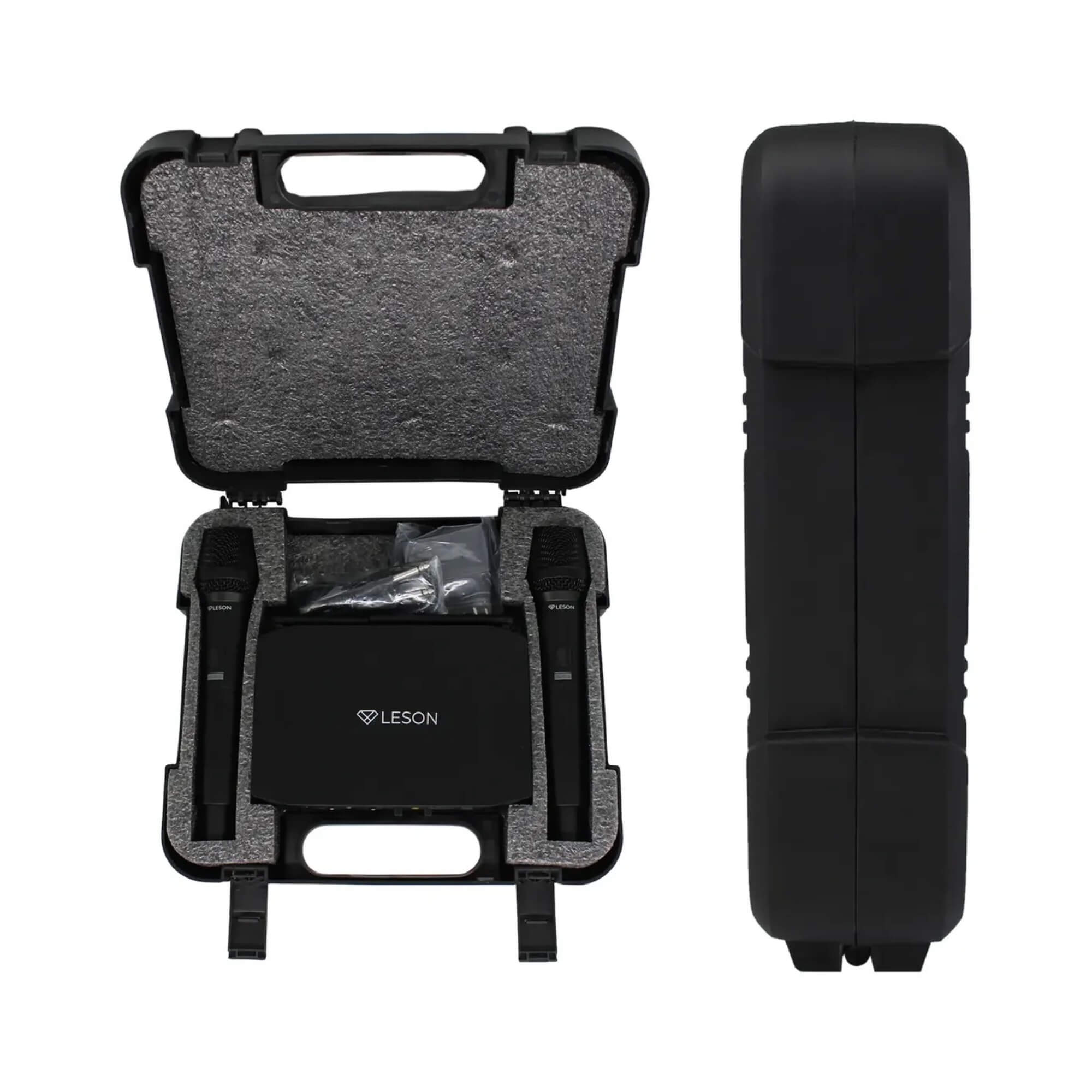 Microfone Sem Fio Duplo na cor Preta c/ Maleta CW4800 Leson - 2CW4802PP