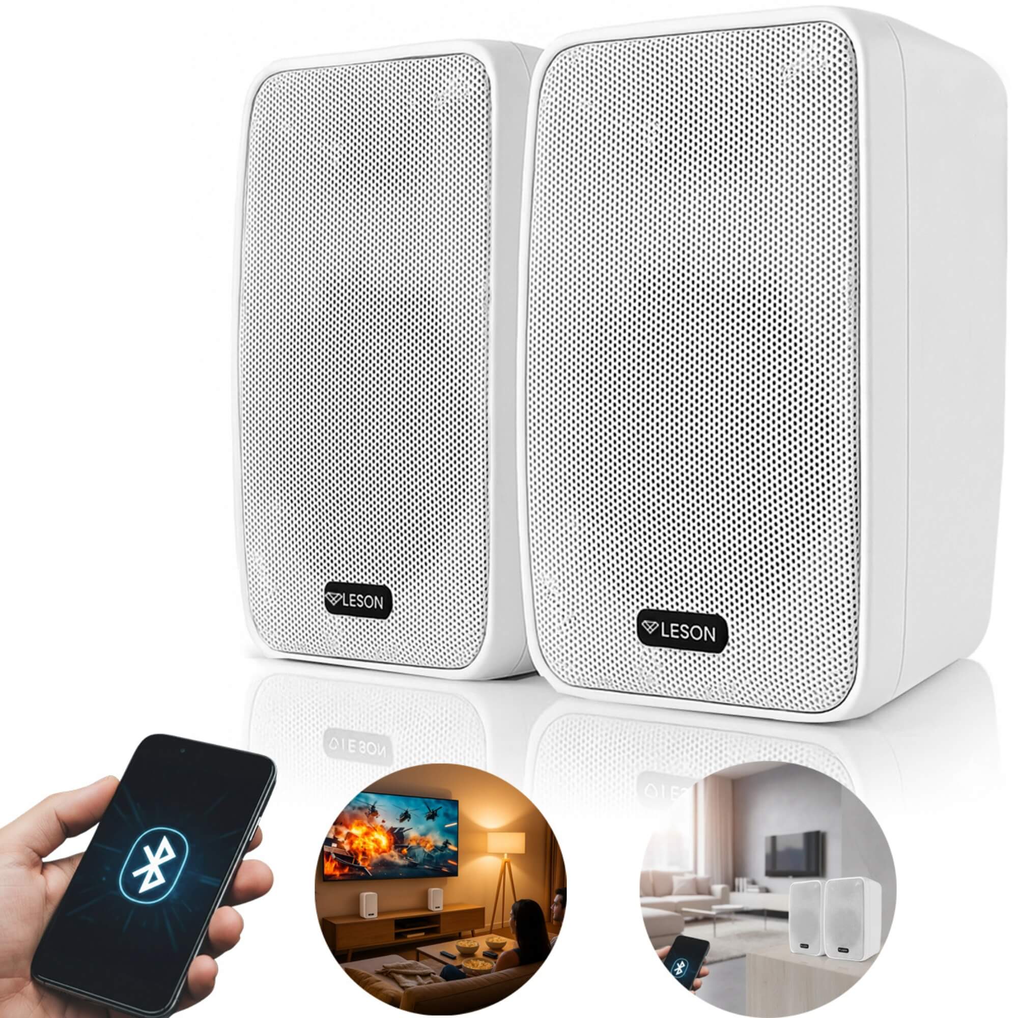 Par de Caixa de Som Ambiente 140WRMS 8 Ohms Branca Bluetooth Leson - 2LSCXB700