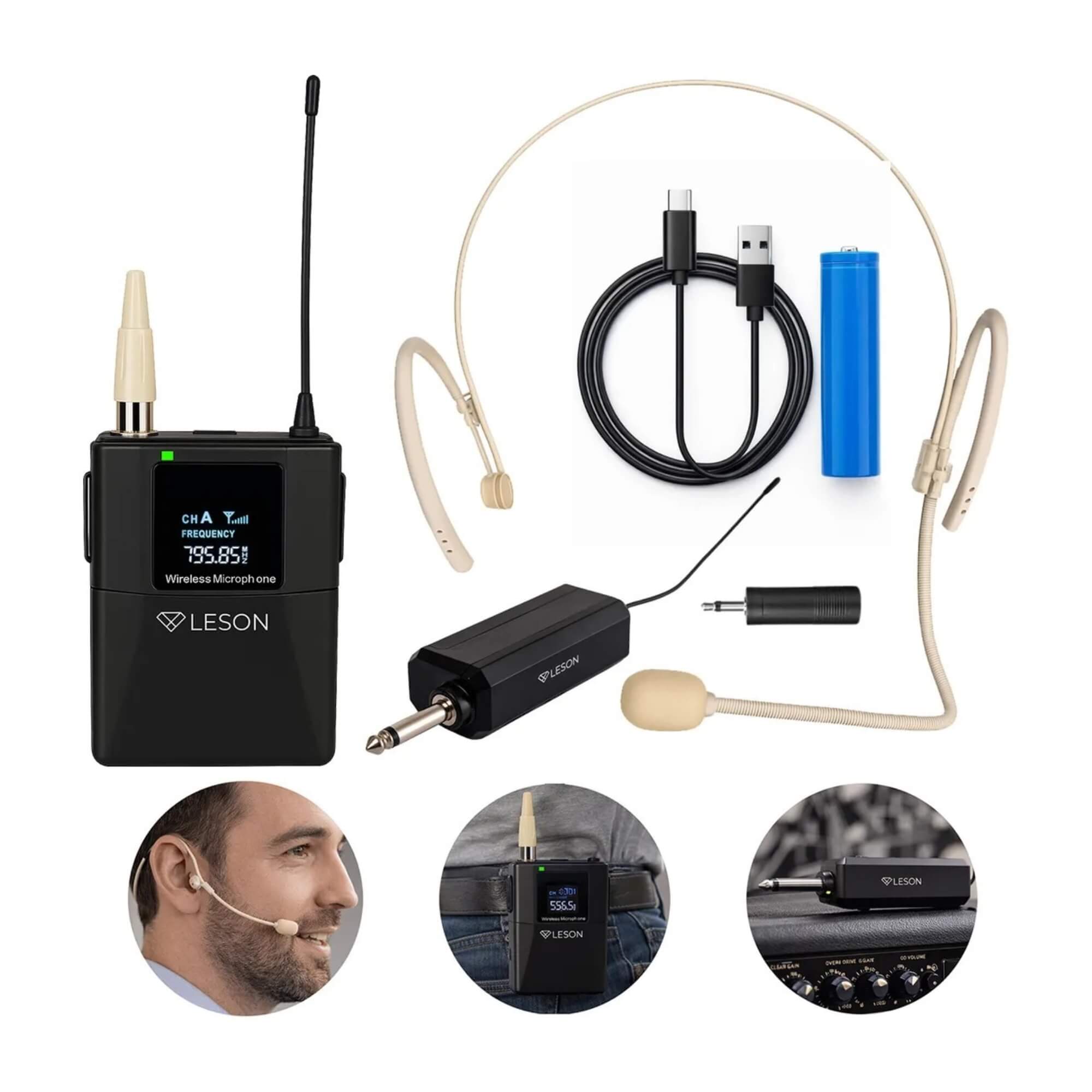 Microfone Sem Fio Party Voice CTO + Headset Bege Leson - 2NS001CHB