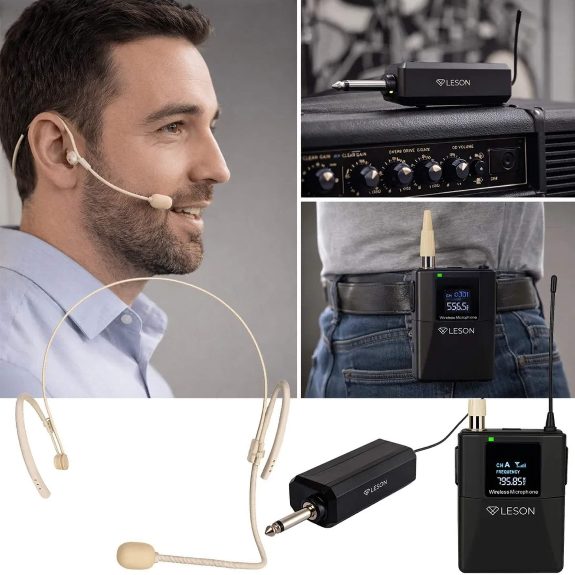 Microfone Sem Fio Party Voice CTO + Headset Bege Leson - 2NS001CHB