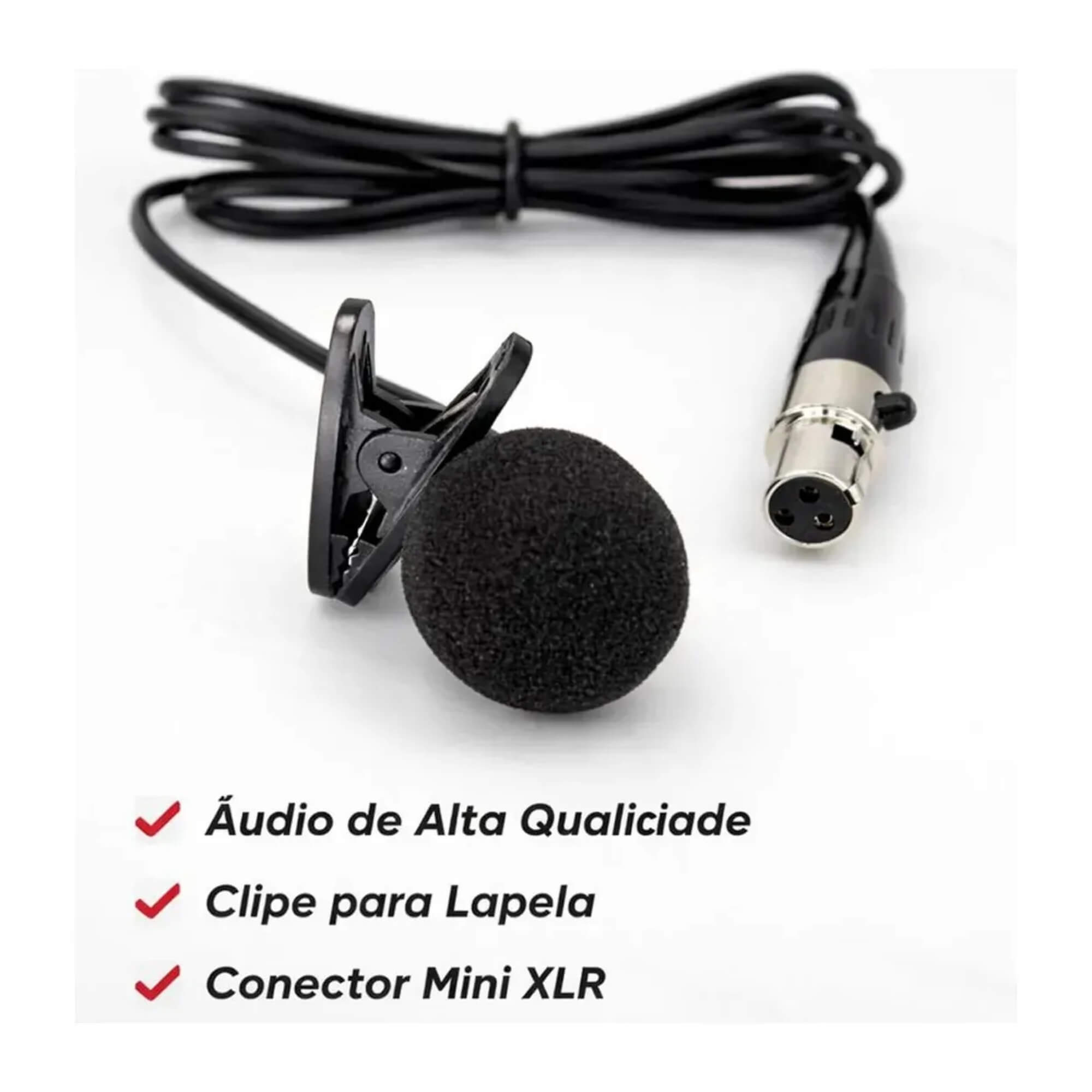 Microfone Sem Fio Lapela Party Voice P10 Portátil Preto + Adaptador P2 Leson - 2NS001CLP