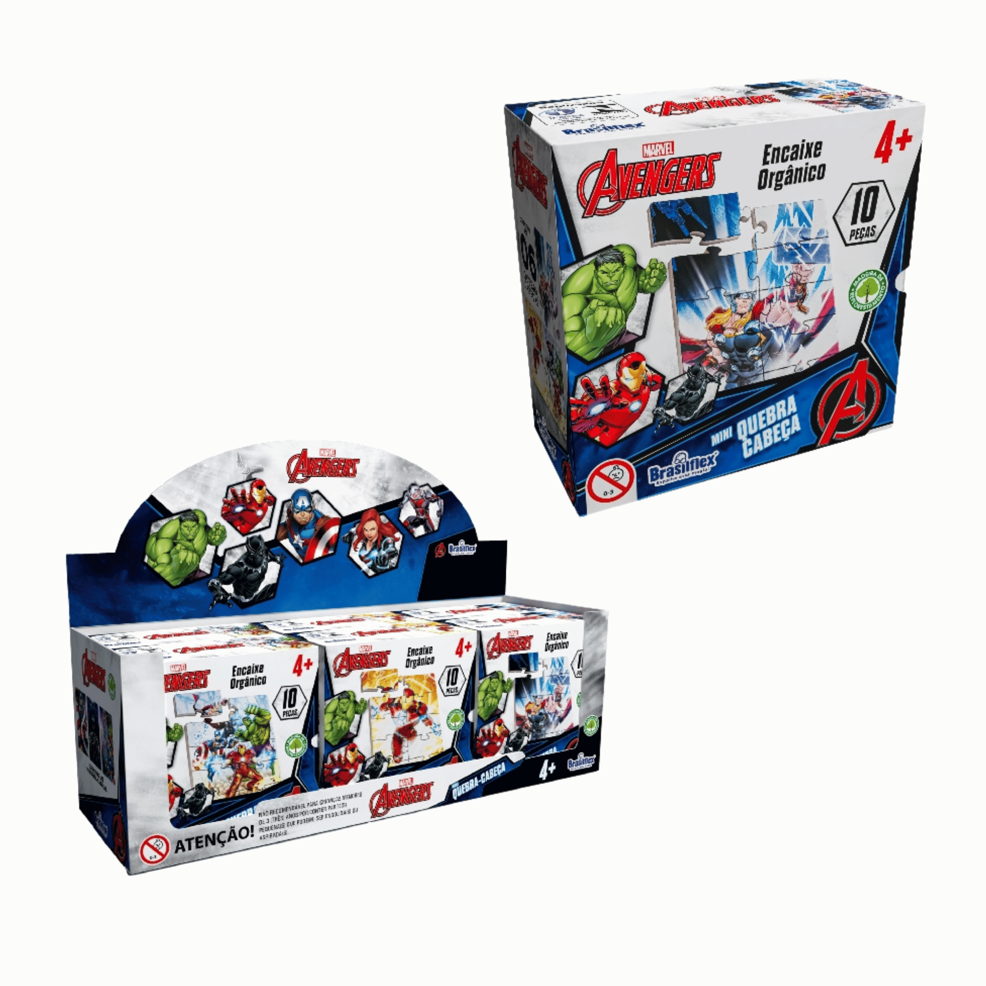 Mini Quebra-Cabeça Infantil Avengers Sortido e Unitário - Madeira Única Pais e Filhos - 811077-1
