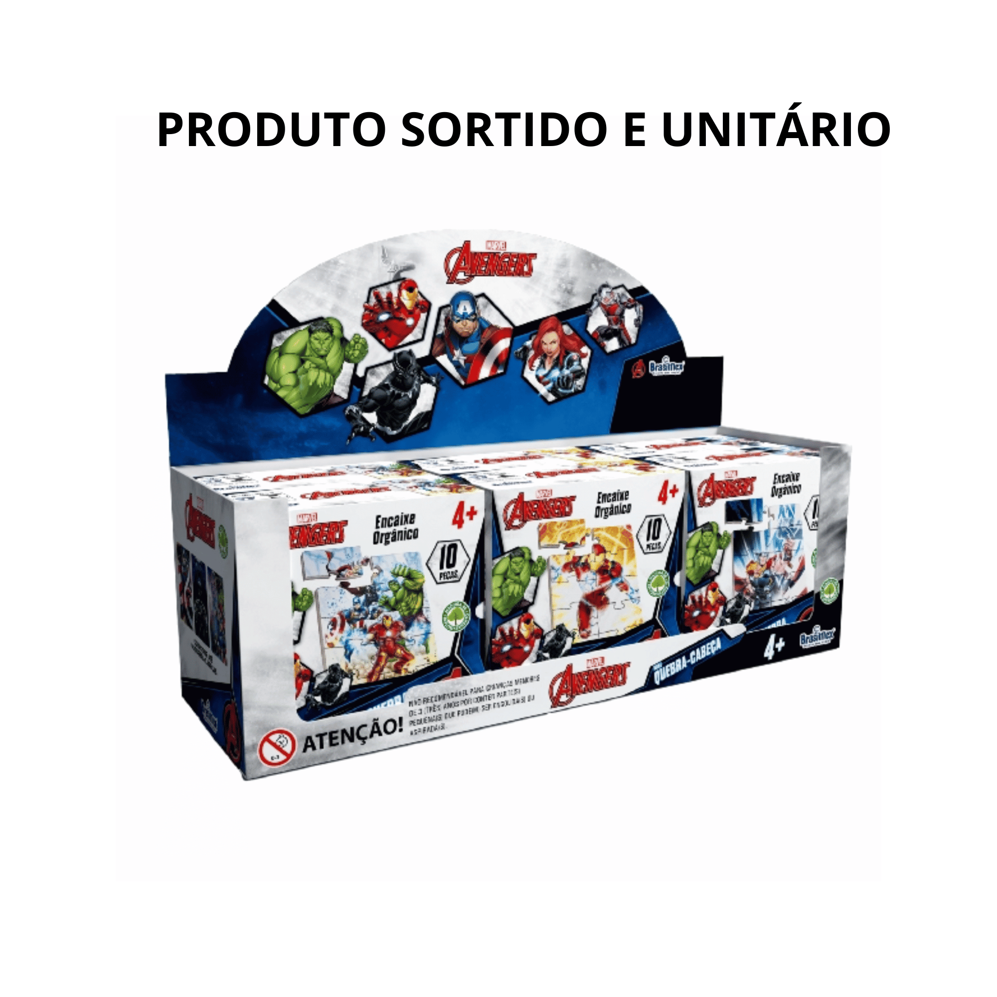 Mini Quebra-Cabeça Infantil Avengers Sortido e Unitário - Madeira Única Pais e Filhos - 811077-1