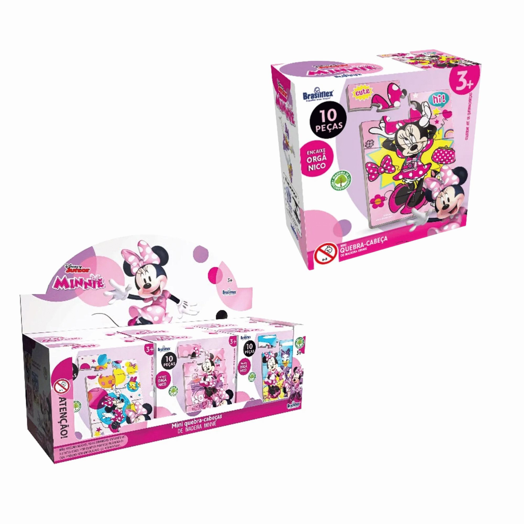 Mini Quebra-Cabeça Infantil Minnie Sortido e Unitário - Madeira Única Pais e Filhos - 811079-1