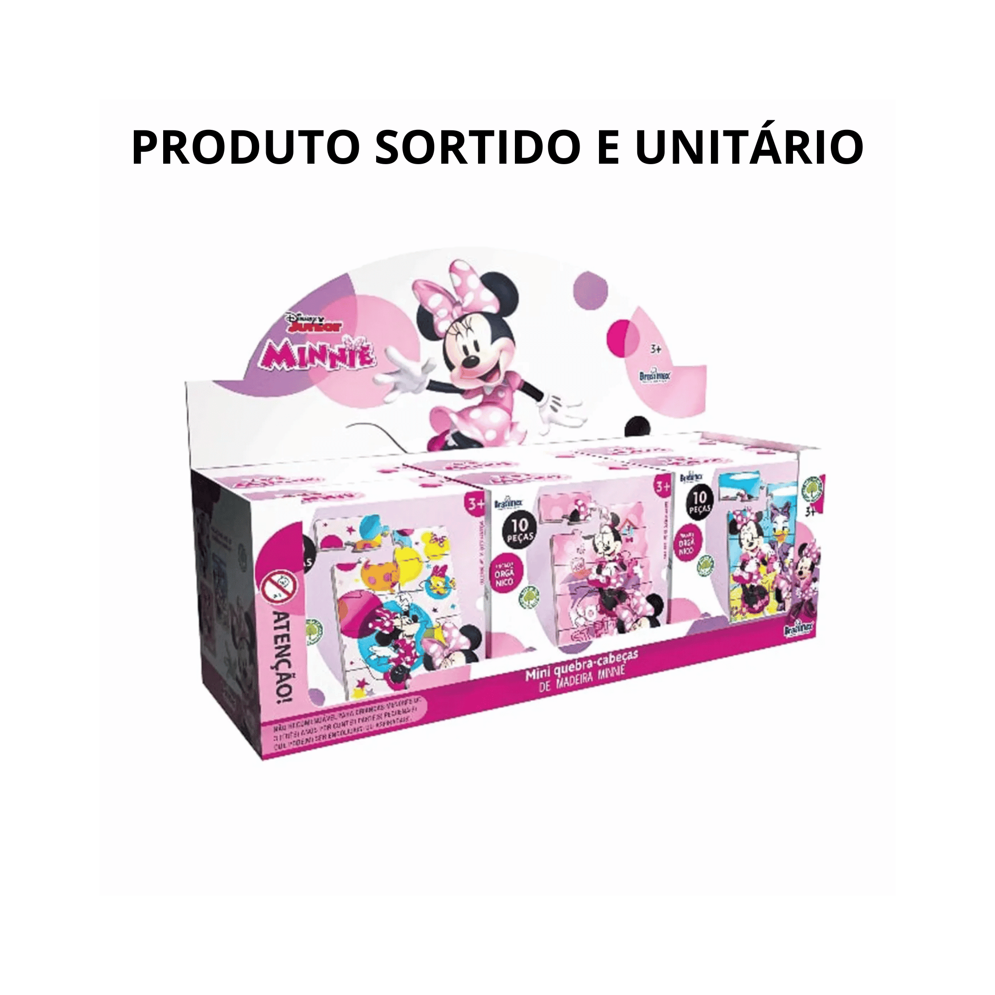 Mini Quebra-Cabeça Infantil Minnie Sortido e Unitário - Madeira Única Pais e Filhos - 811079-1