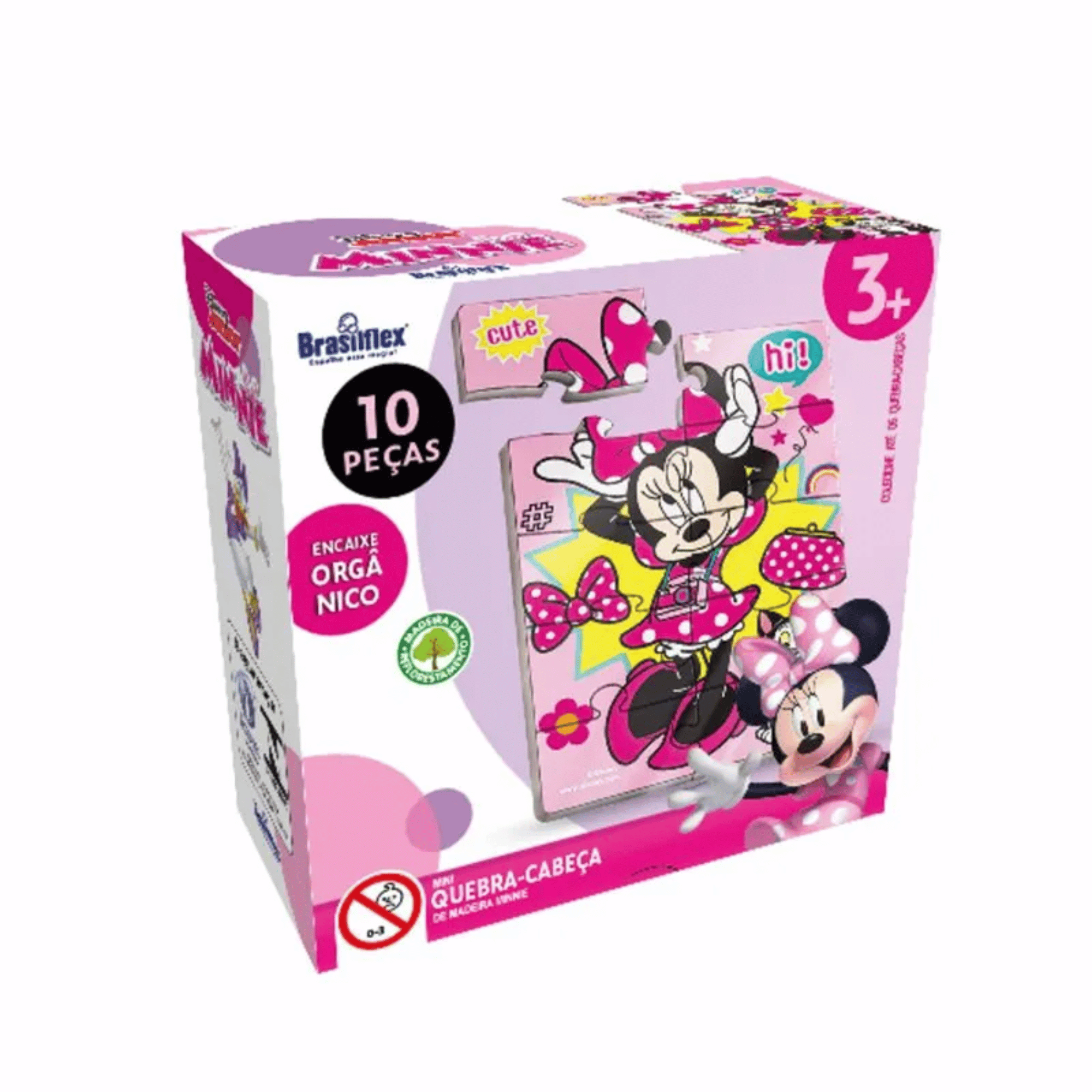 Mini Quebra-Cabeça Infantil Minnie Sortido e Unitário - Madeira Única Pais e Filhos - 811079-1