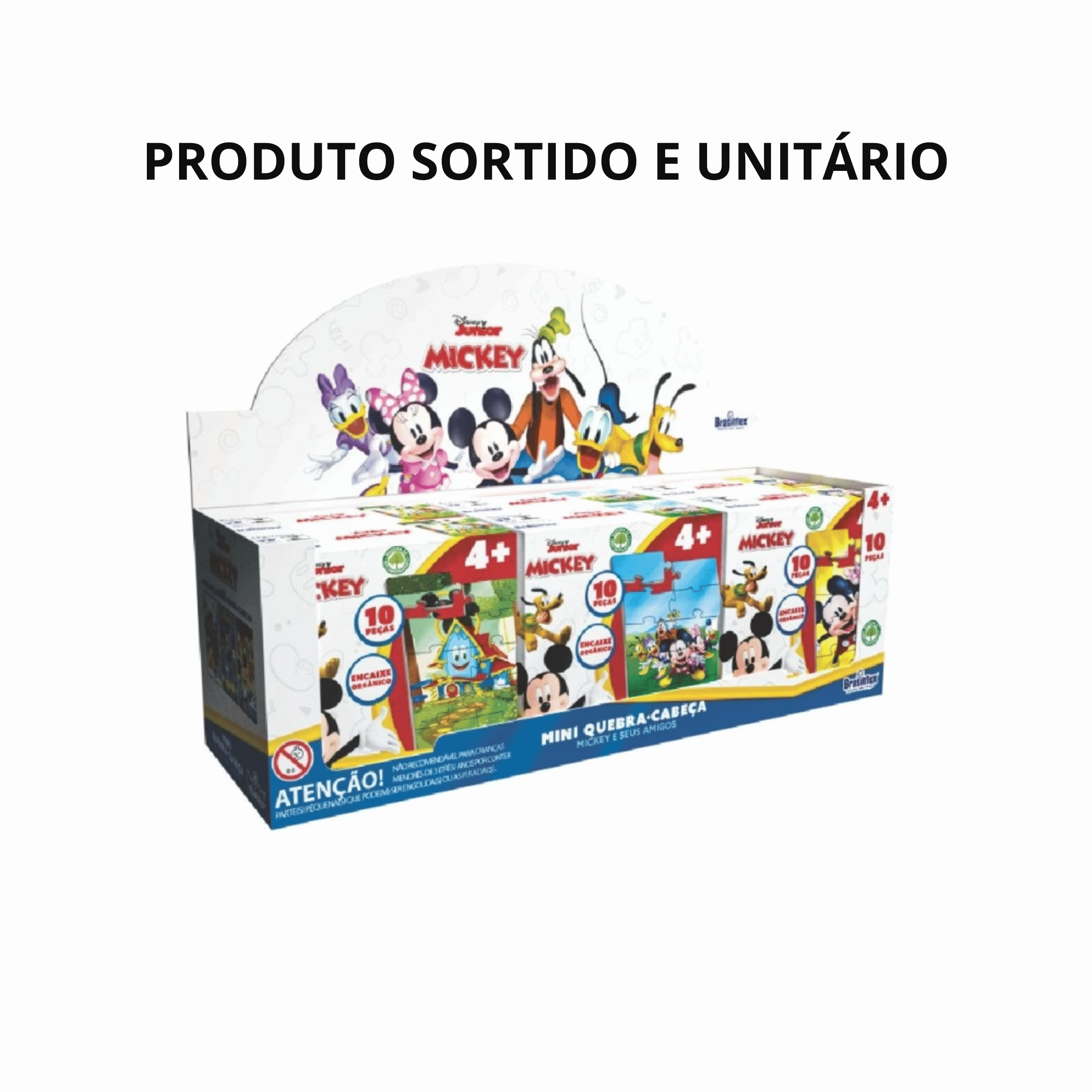 Mini Quebra-Cabeça Disney Mickey Sortido e Unitário - Madeira Única Pais e Filhos - 811080-1