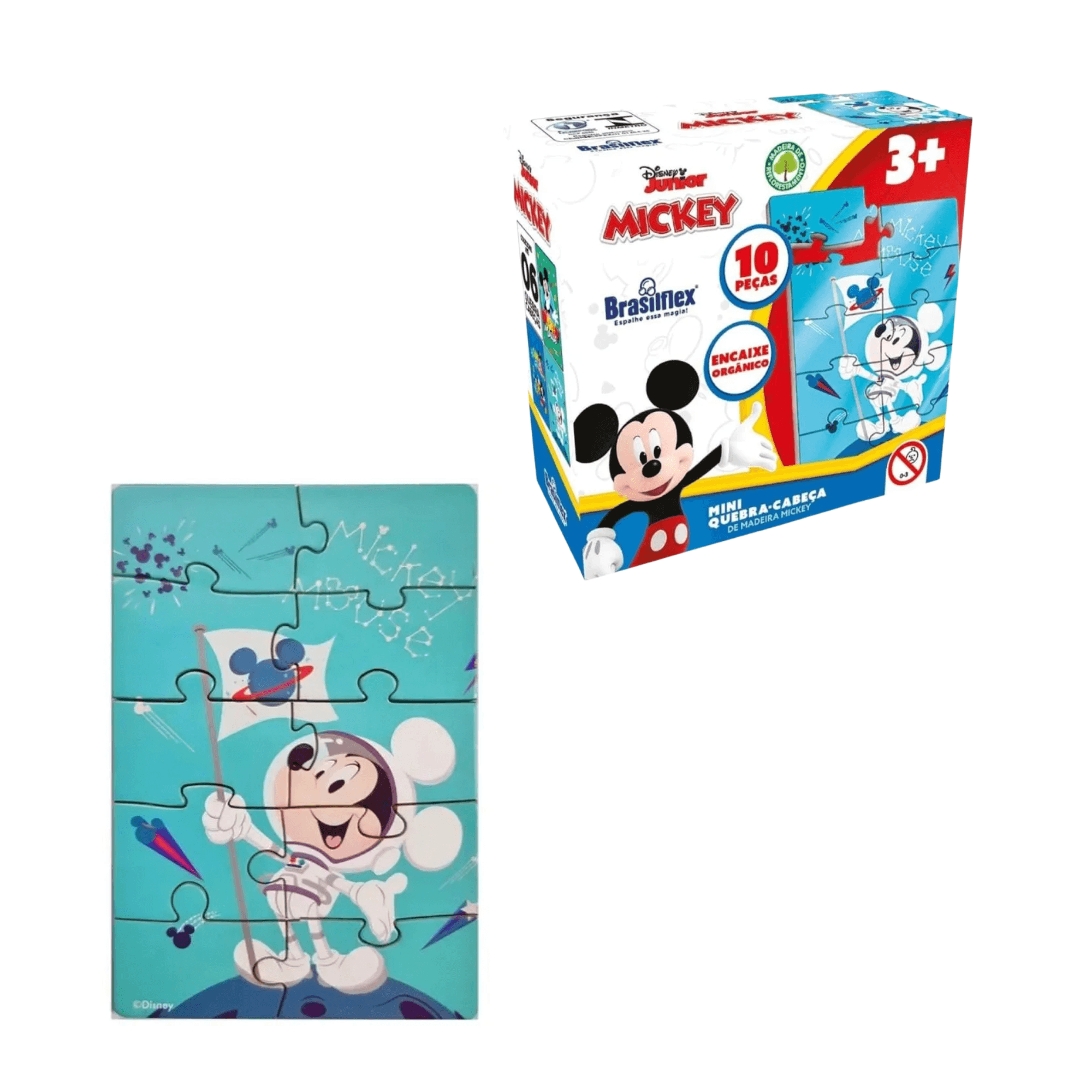 Mini Quebra-Cabeça Disney Mickey Sortido e Unitário - Madeira Única Pais e Filhos - 811080-1