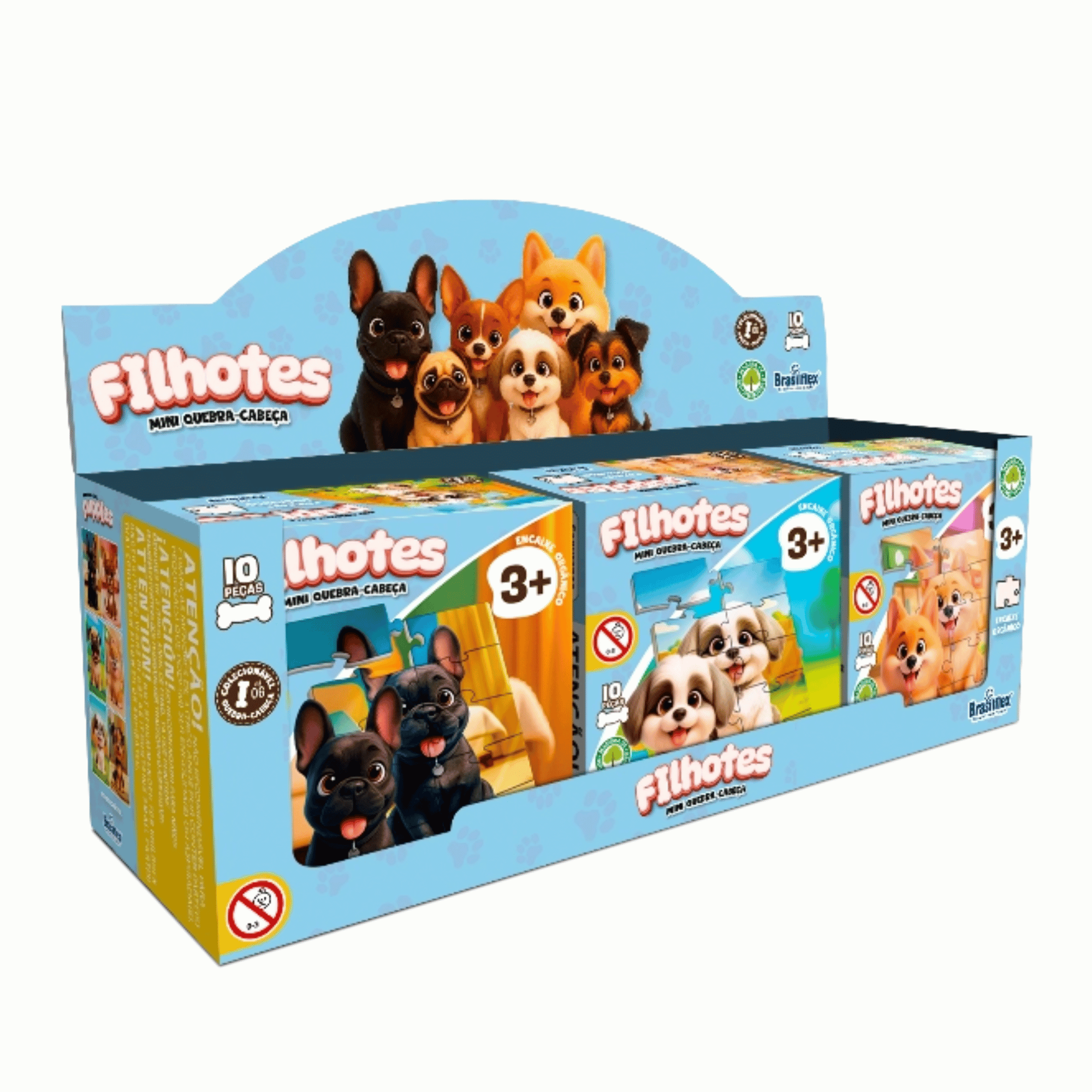 Mini Quebra-Cabeça Infantil Filhotes Sortido e Unitário - Madeira Única Pais e Filhos - 811087-1