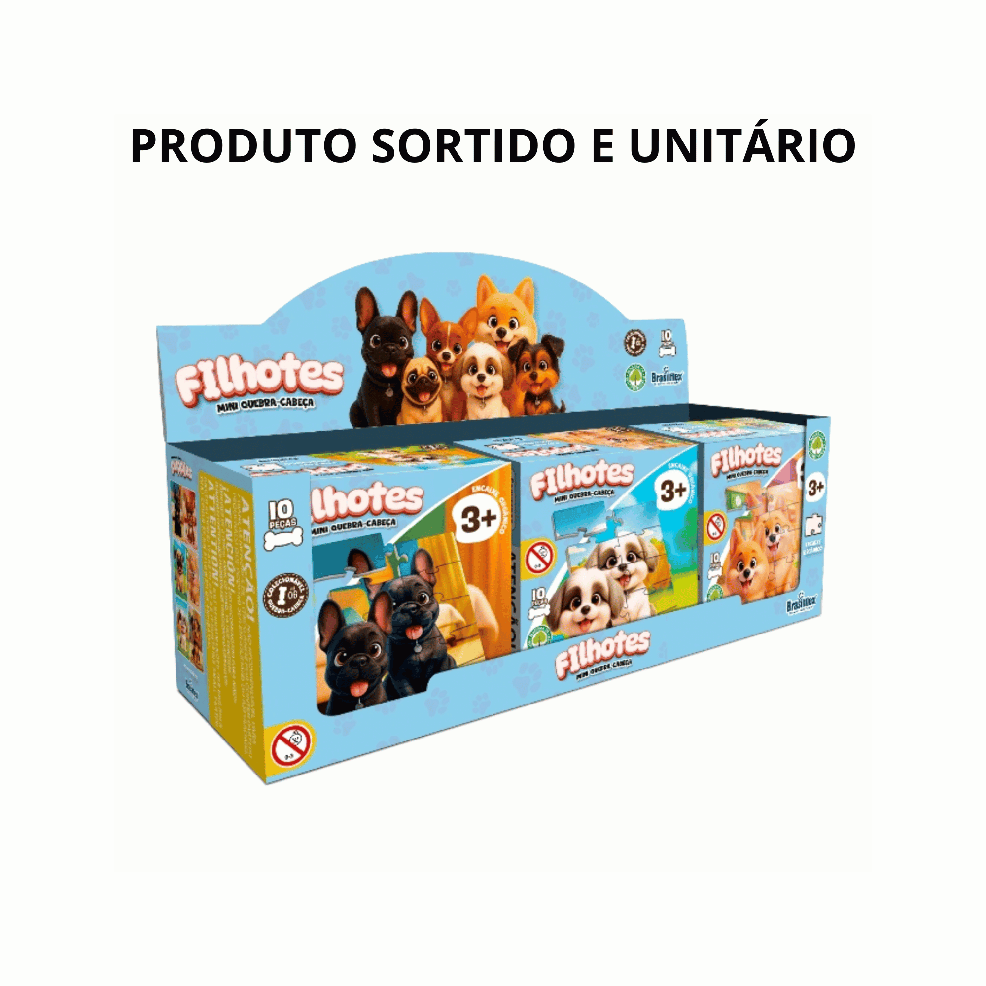 Mini Quebra-Cabeça Infantil Filhotes Sortido e Unitário - Madeira Única Pais e Filhos - 811087-1