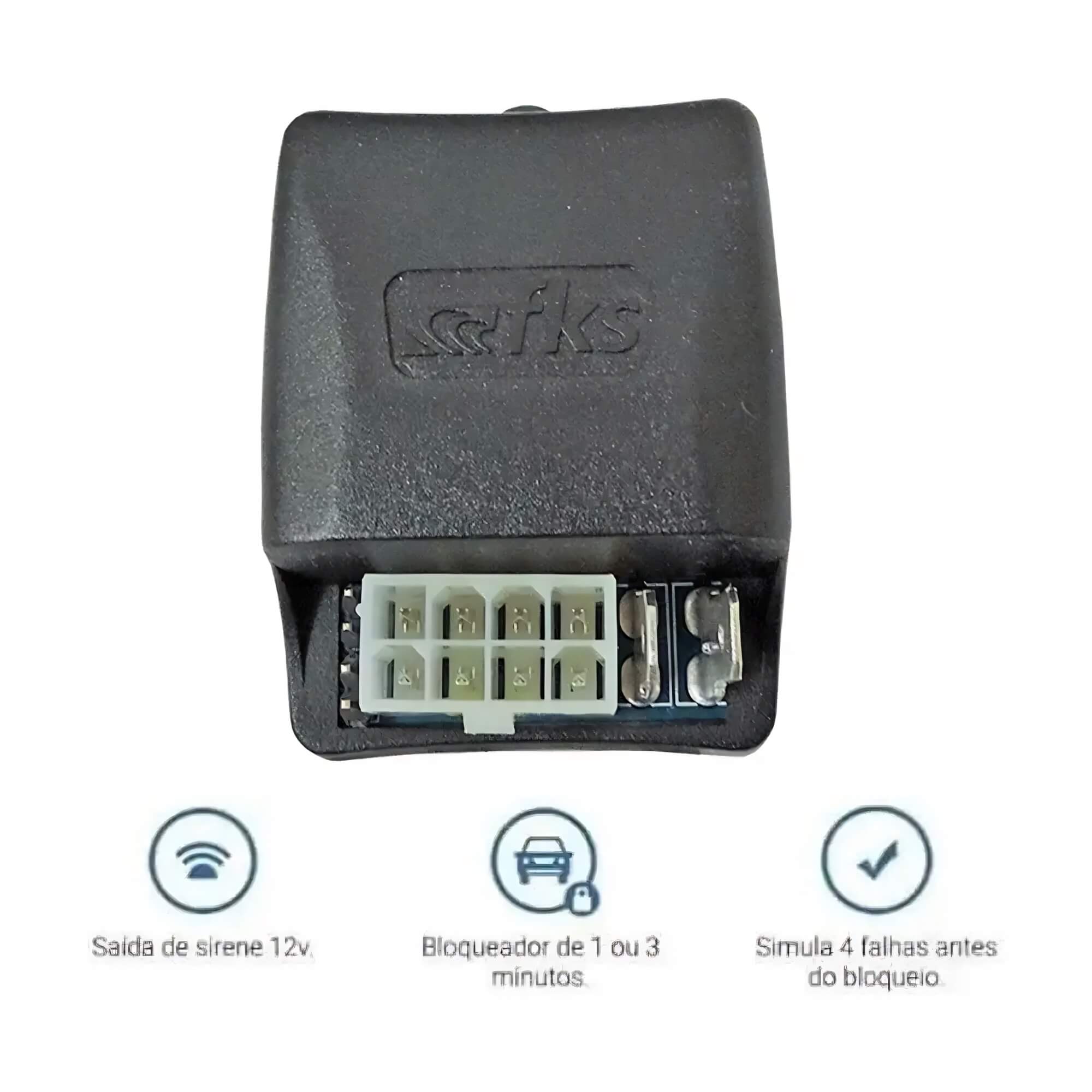 Bloqueador Veicular Antifurto Universal c/ com saída para Sirene FKS - MAF112 TC