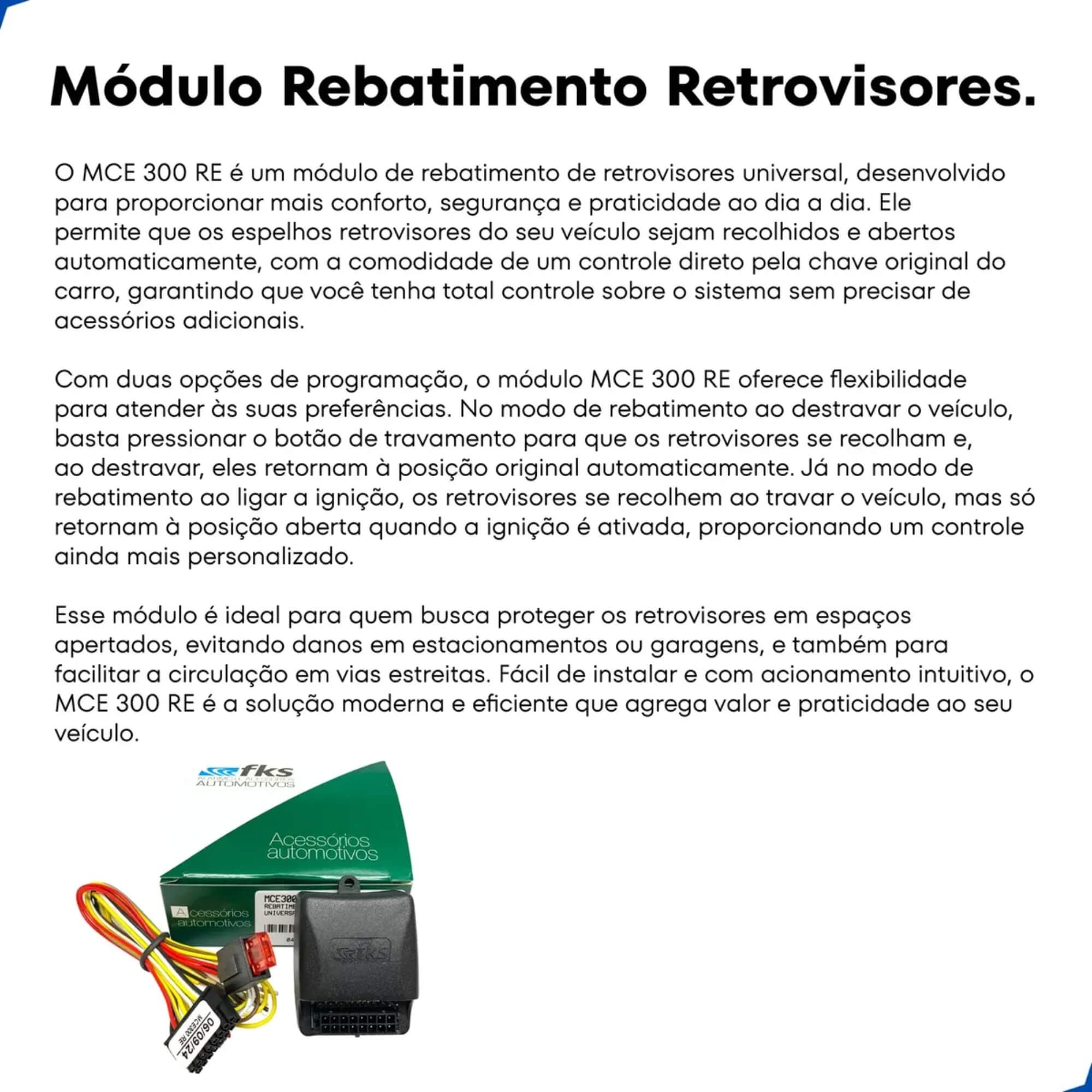 Módulo Universal para Rebatimento de Espelhos Retrovisores FKS - MCE300 RE