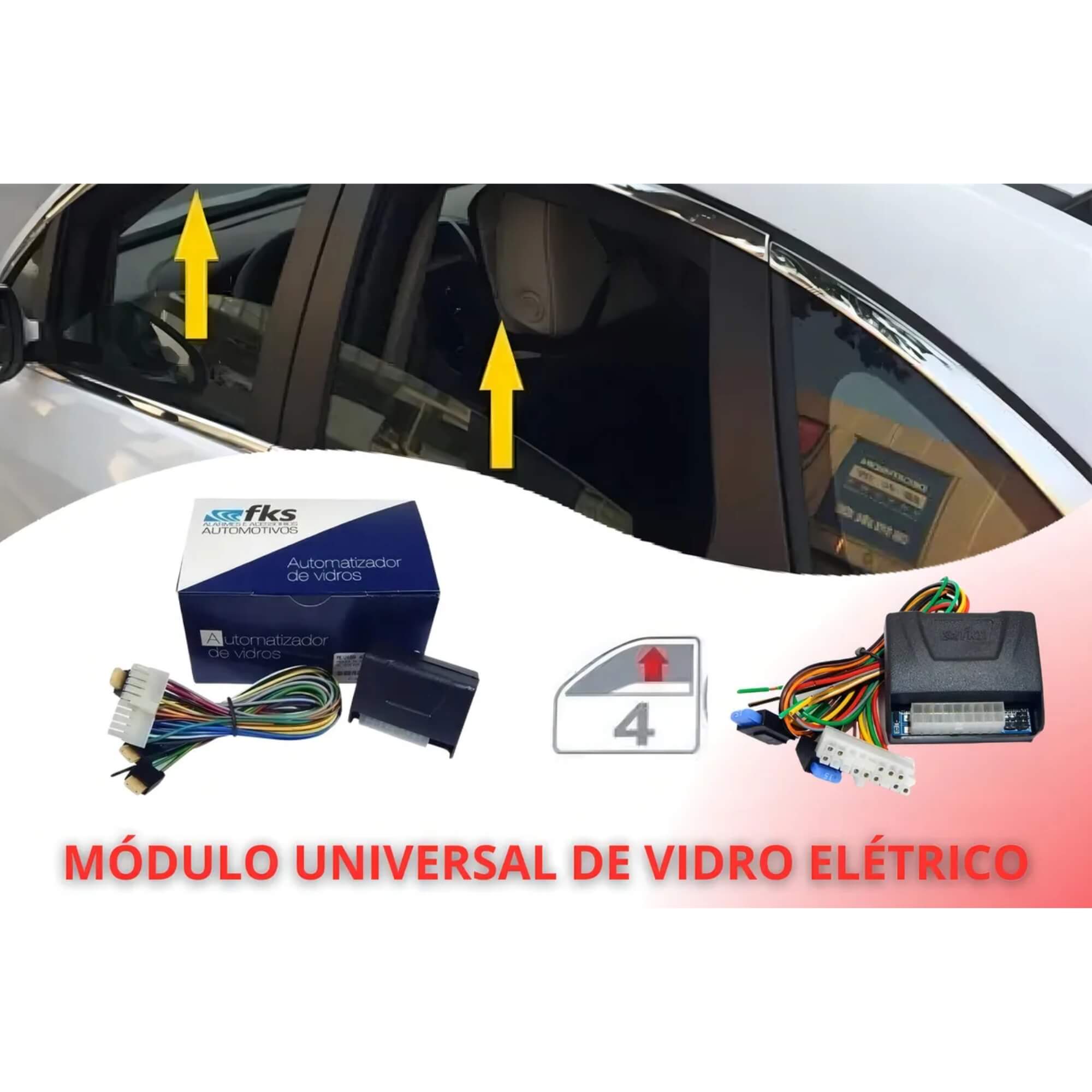 Módulo Universal de Vidro Elétrico 4 Portas FKS - MLV408 4D