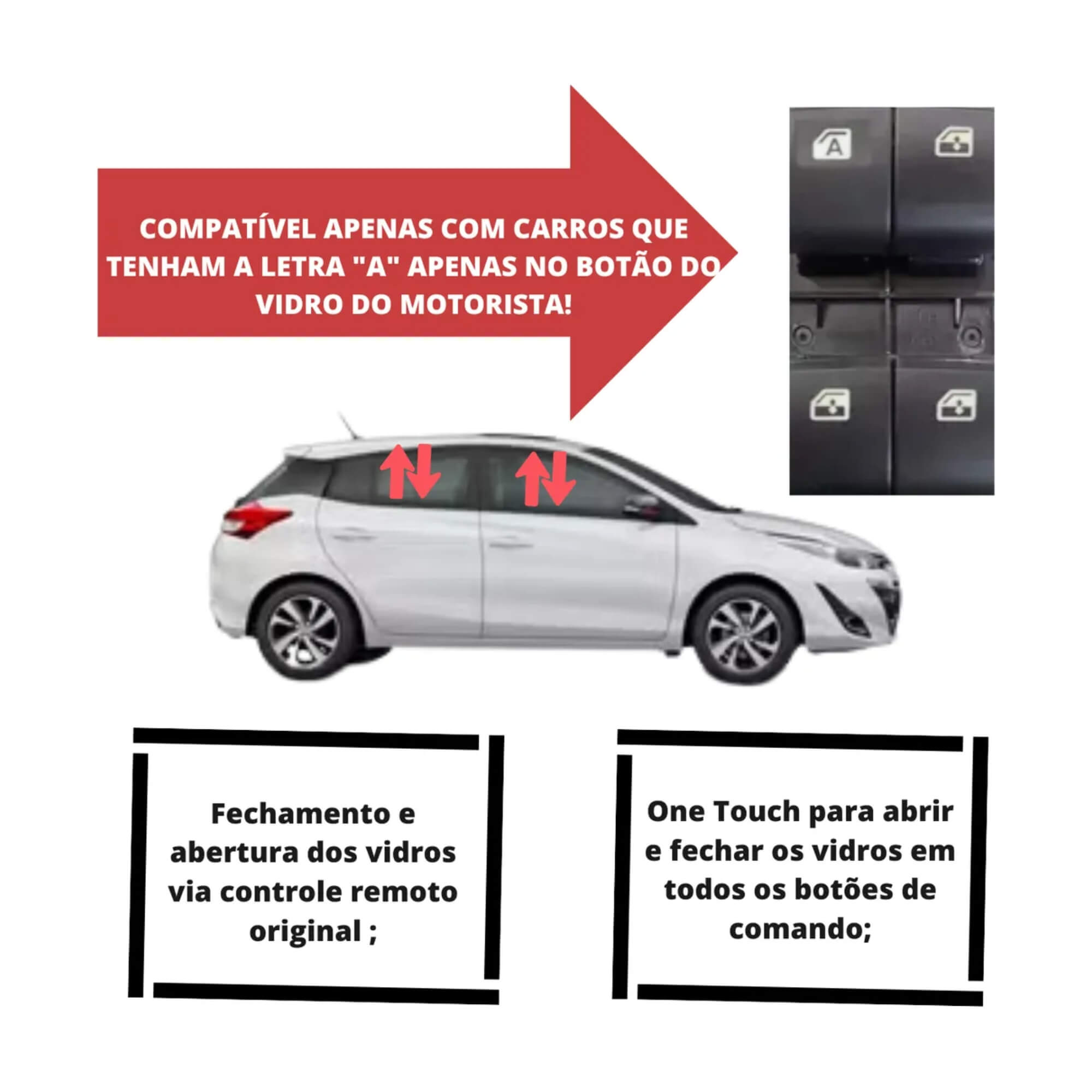 Módulo de Vidro c/ Antiesmagamento Yaris 18/25 FKS - MLV608 TY22 G2