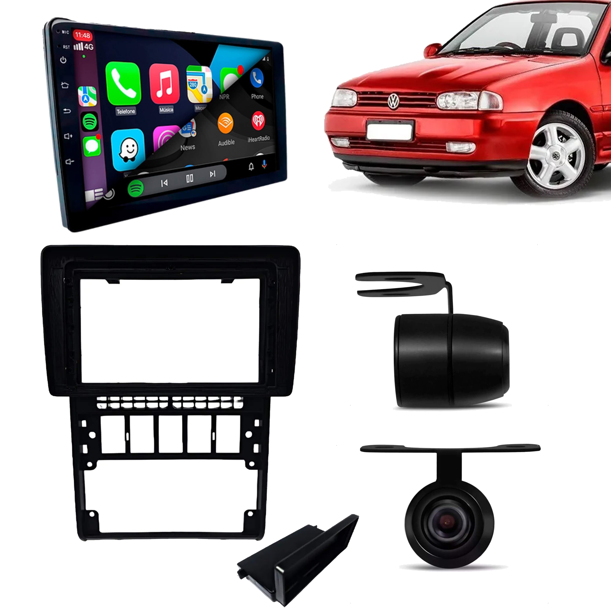 COMP Kit Multimídia 9" Android 2+32GB Gol G2 Parati Saveiro Carplay e Android Auto + Câmera de ré
