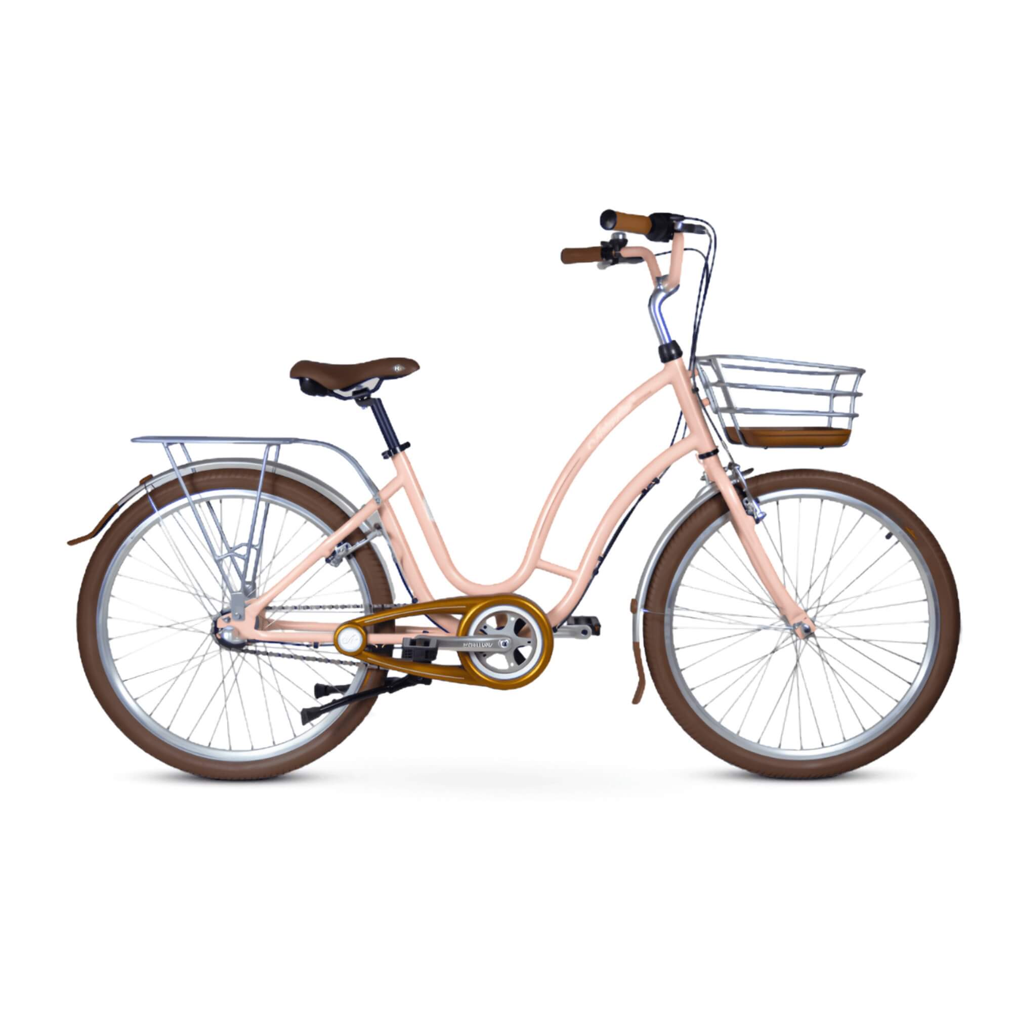 Bicicleta Aro 26 Antonella Rosa c/ Cestinha fixa em Alumínio Nathor - 100290160001