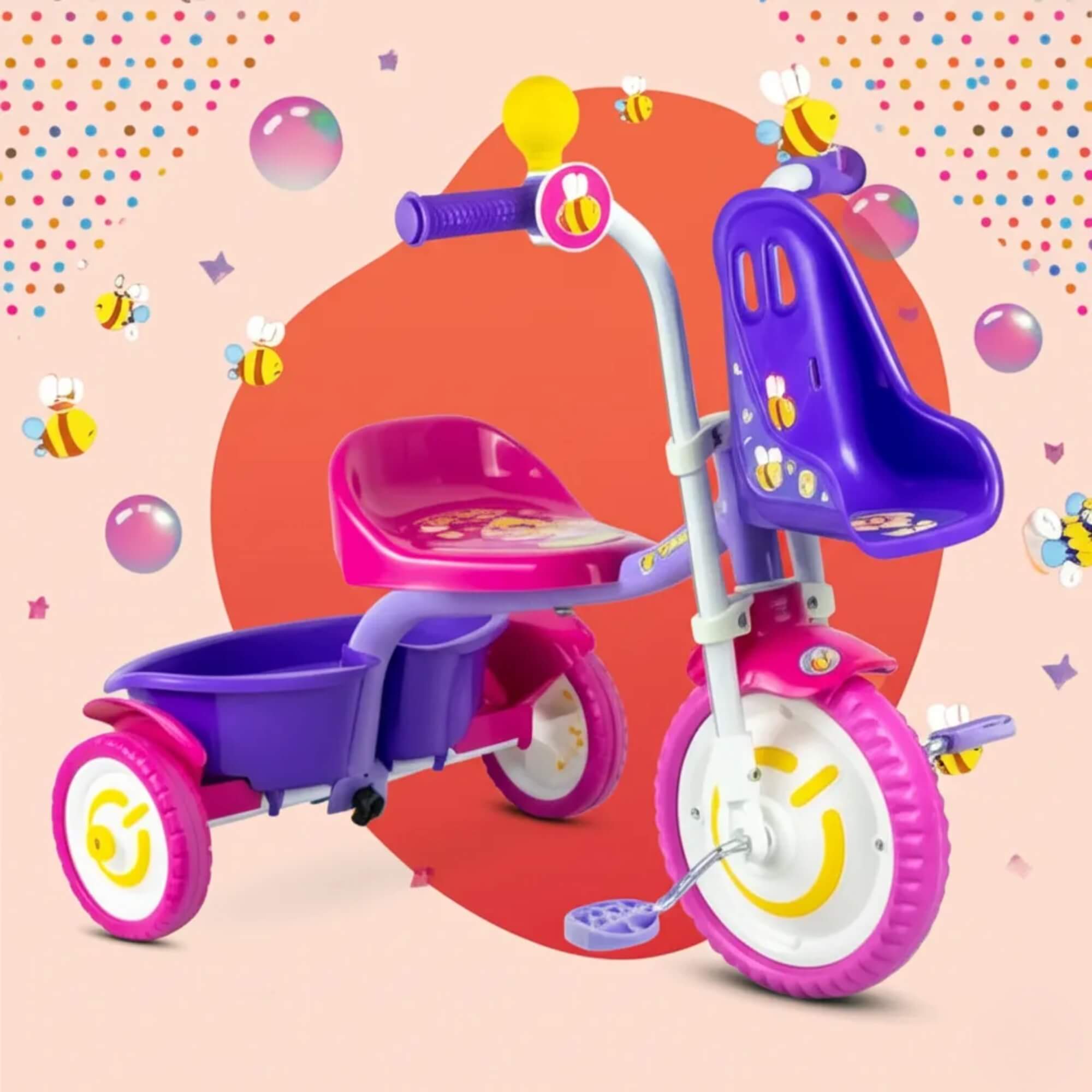 Triciclo Infantil Honey Bee Em Alumínio Com Cestinha - Nathor 108051000004