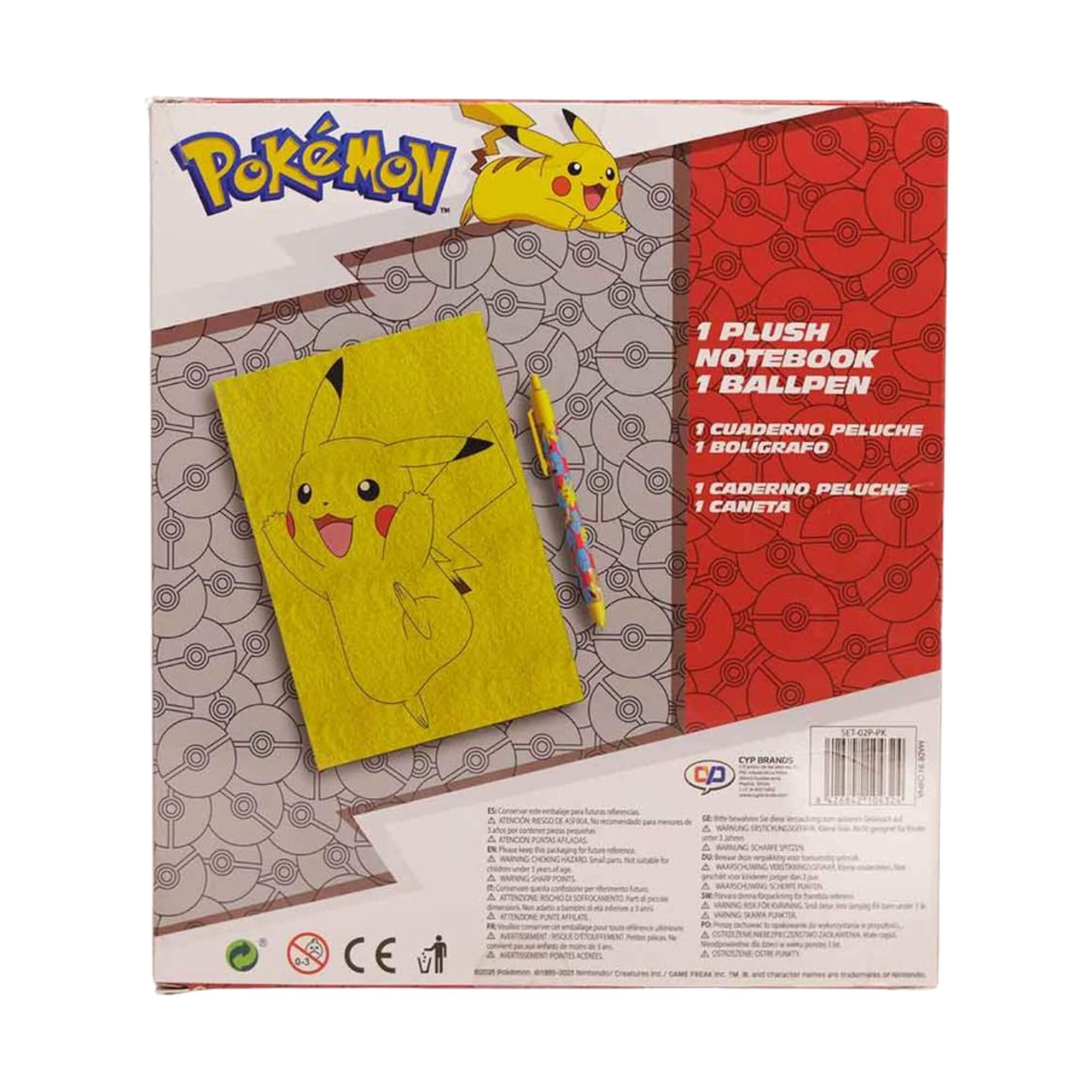 Caderno Capa Peluciada com Caneta Pokemon Estampa Pikachu Zona Criativa - 10073808