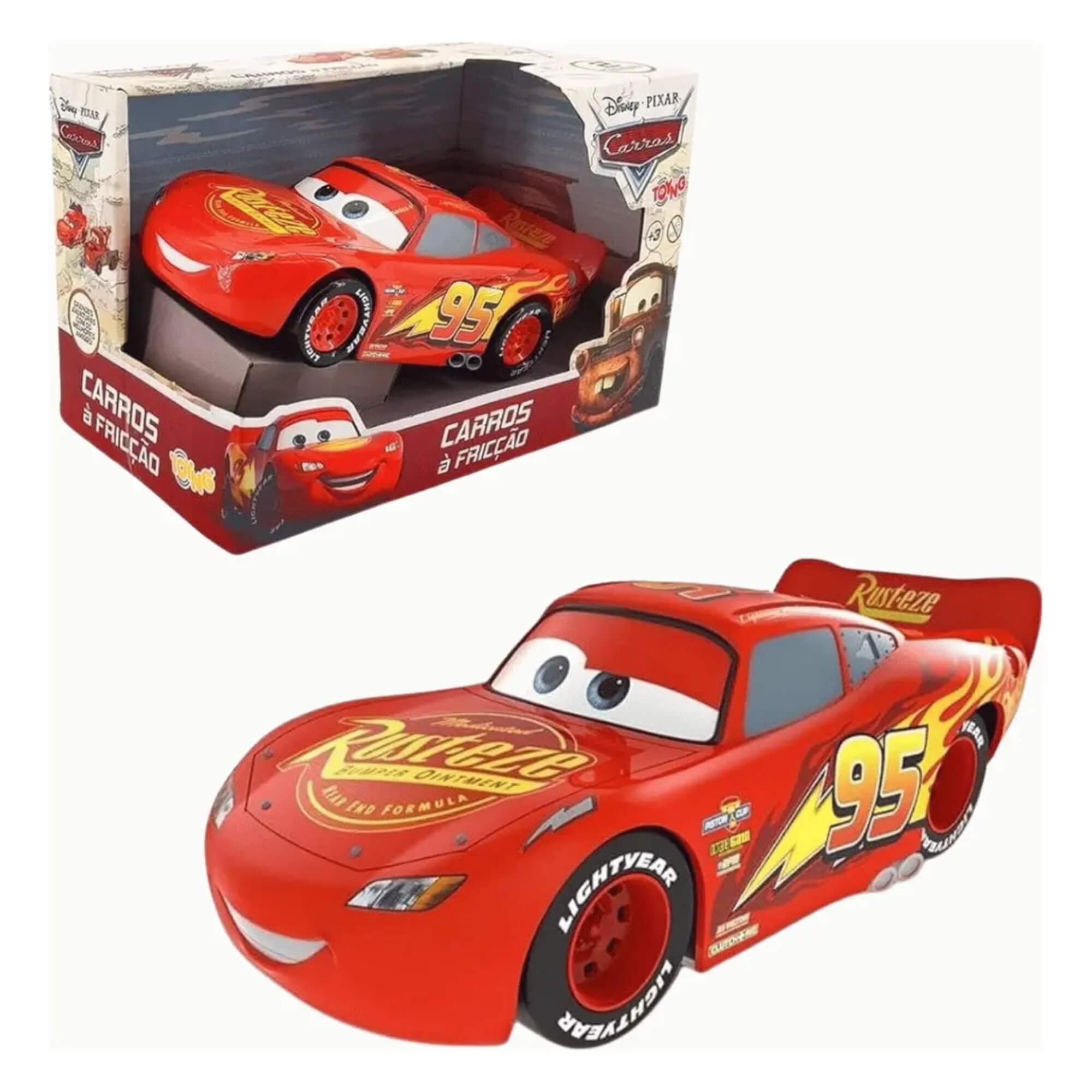 Veículo Fricção Relâmpago Mcqueen 22cm Carros Disney Toyng - 050973