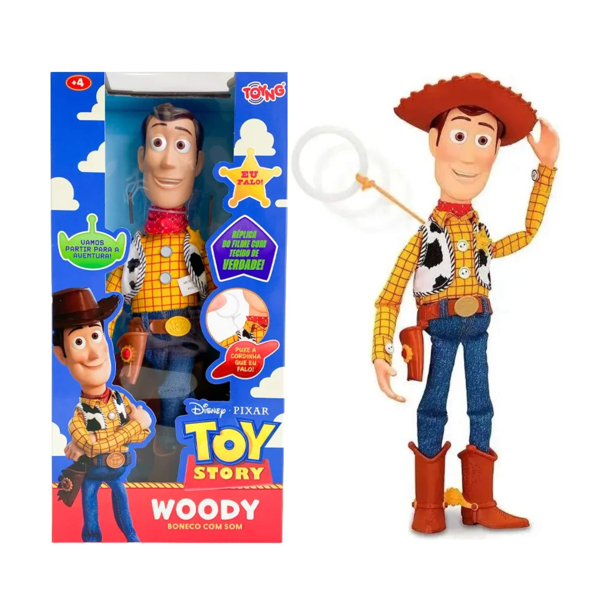 Boneco de Ação Woody Pano com Som Toy Story Disney Toyng - 051061