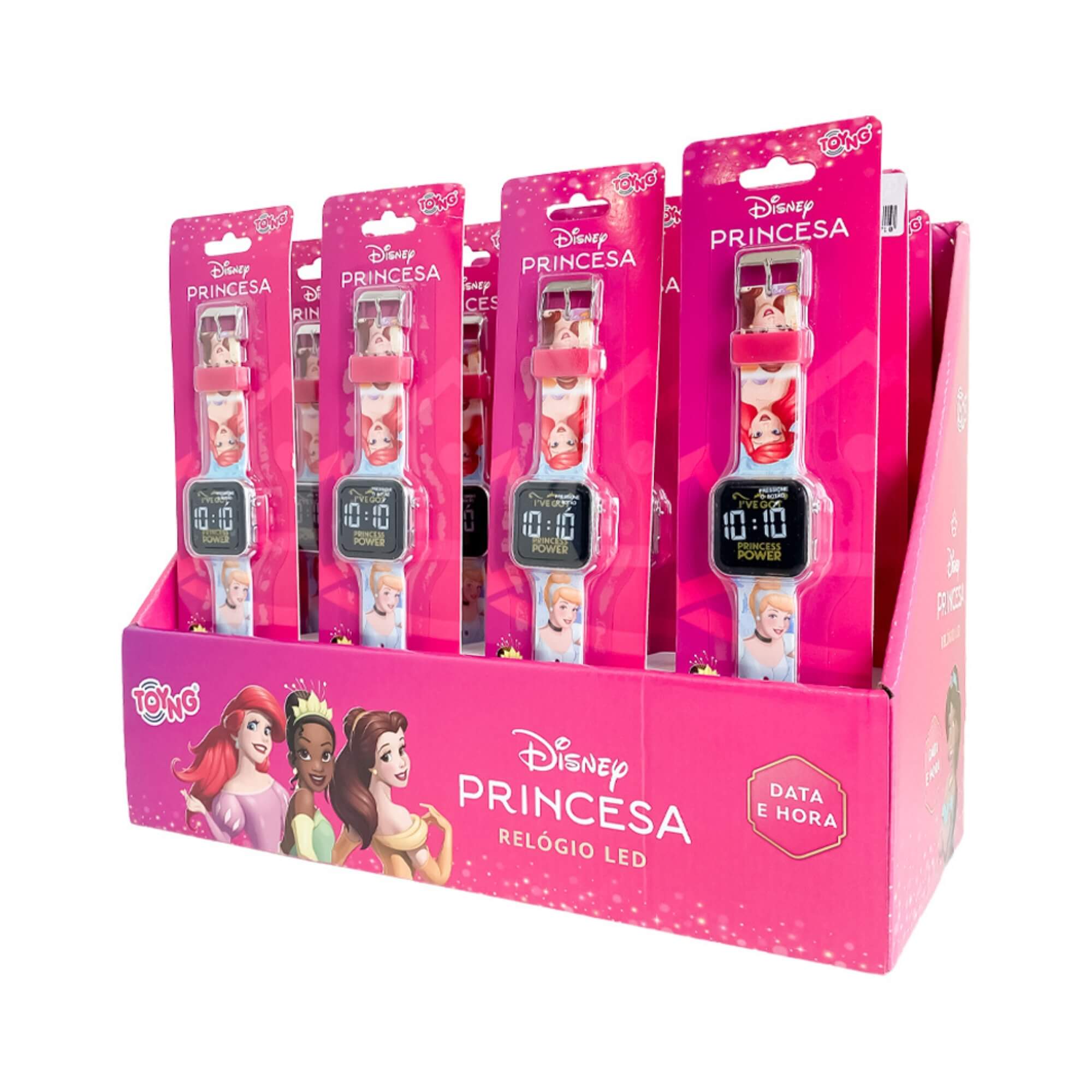 Relógio Infantil Digital Princesas Disney Com Pulseira Ajustável Toyng - 051204