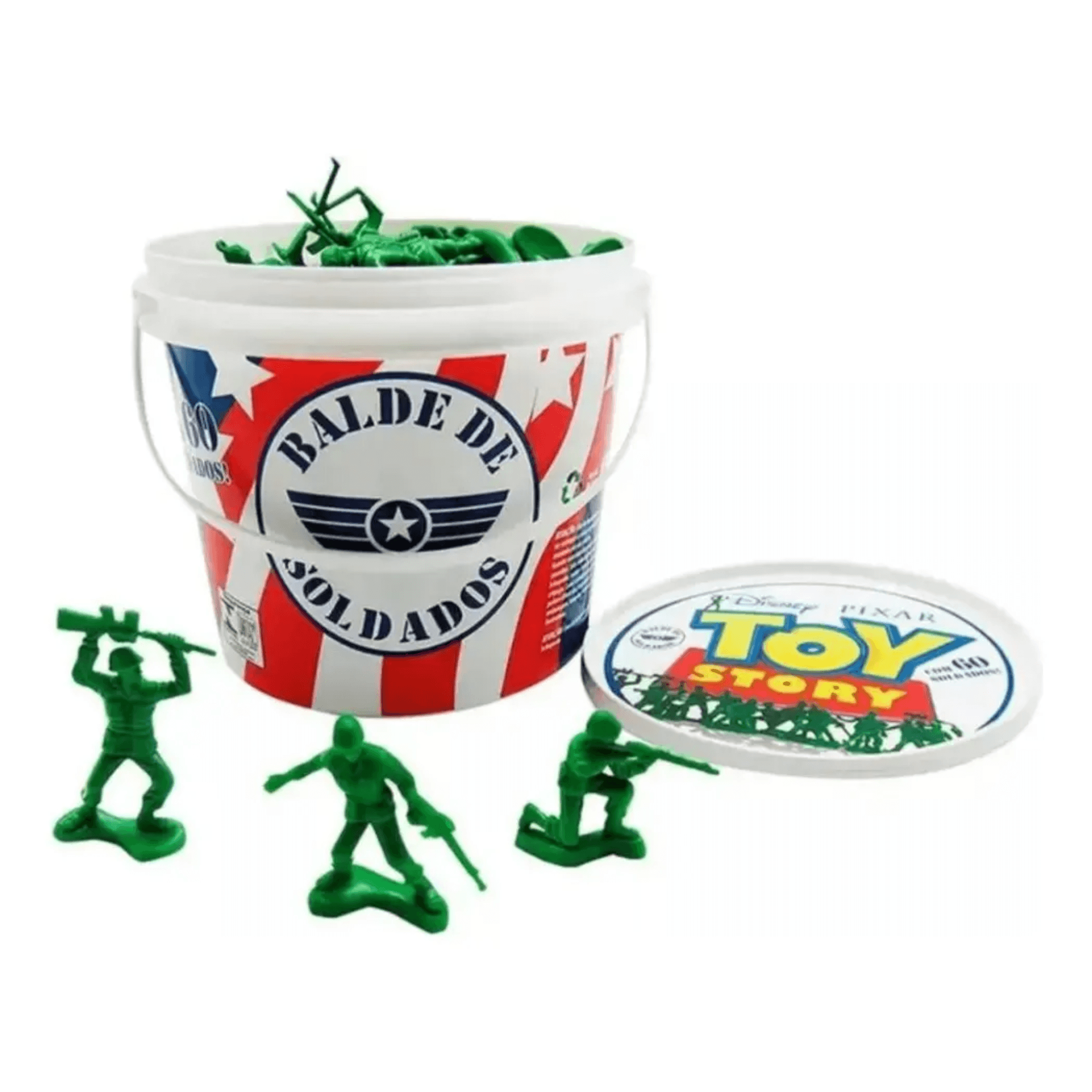Balde de Soldadinhos Plásticos Toy Story Disney 100 Peças Toyng - 051237