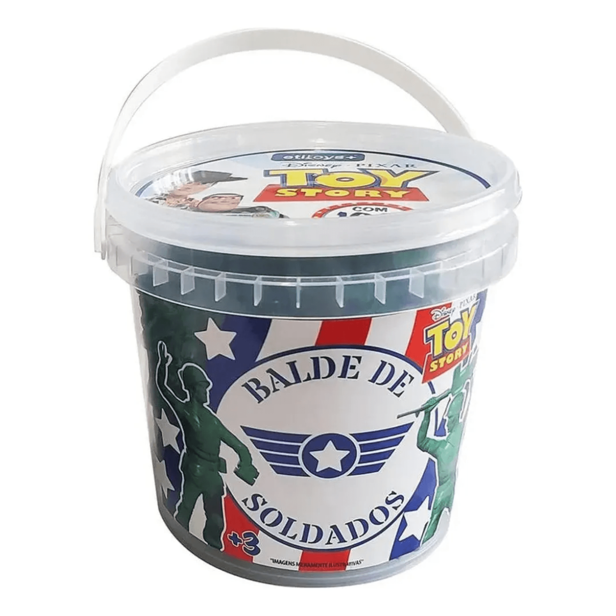 Balde de Soldadinhos Plásticos Toy Story Disney 100 Peças Toyng - 051237
