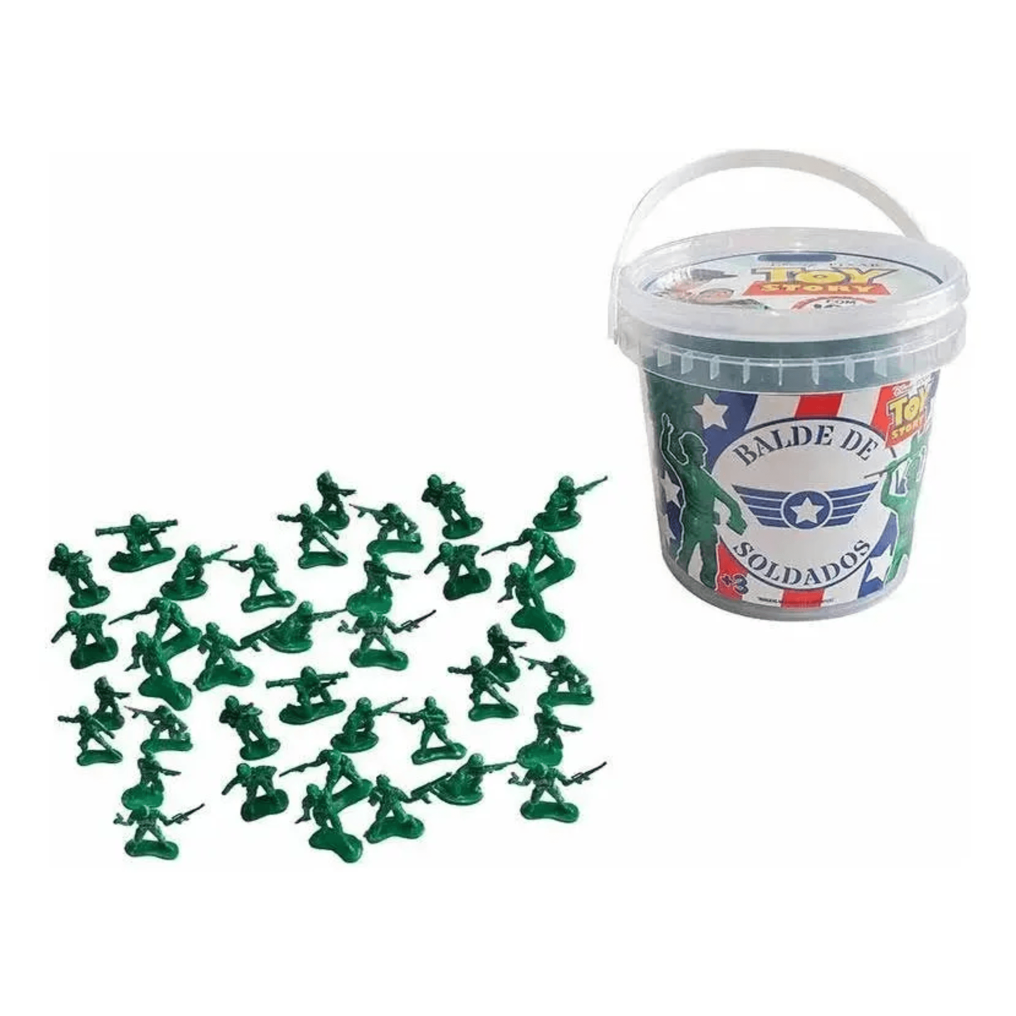 Balde de Soldadinhos Plásticos Toy Story Disney 100 Peças Toyng - 051237