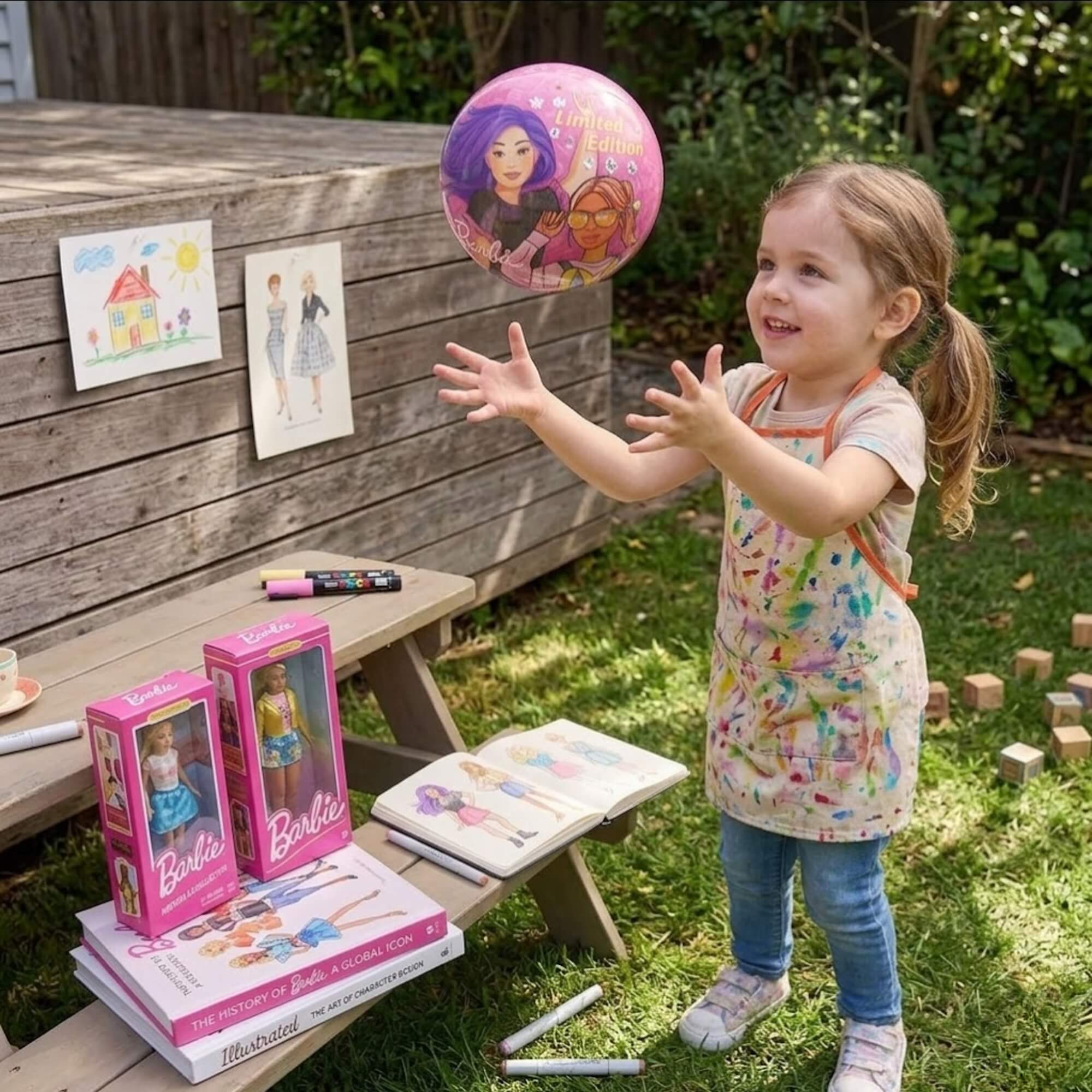 Bola de Vinil Barbie Infantil Licenciada 20cm Rosa Toyng - 055956