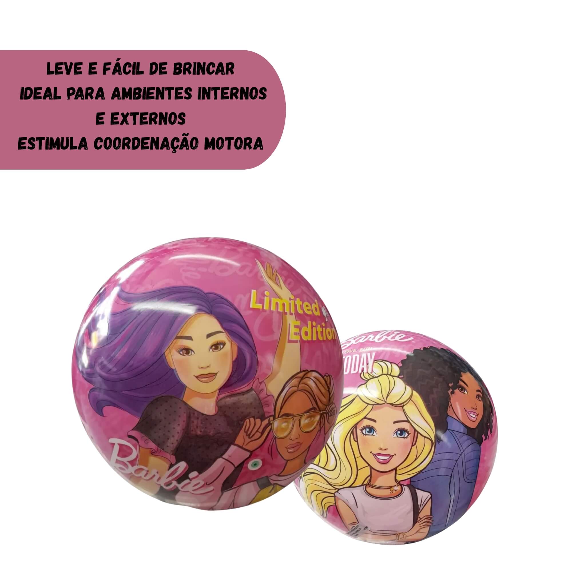 Bola de Vinil Barbie Infantil Licenciada 20cm Rosa Toyng - 055956