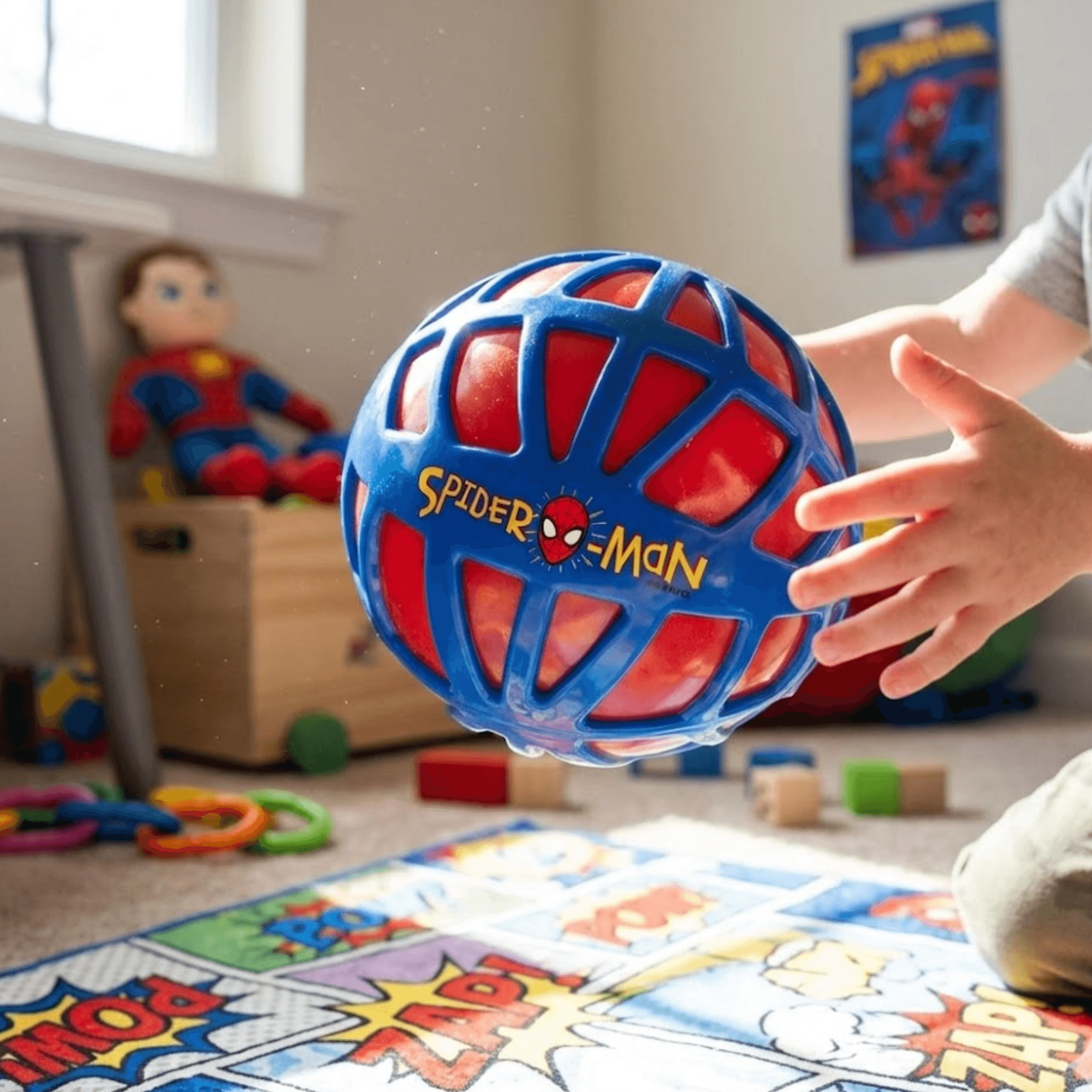 Bola Teia Homem Aranha Com Luz  6-12 Peças Toyng - 058552