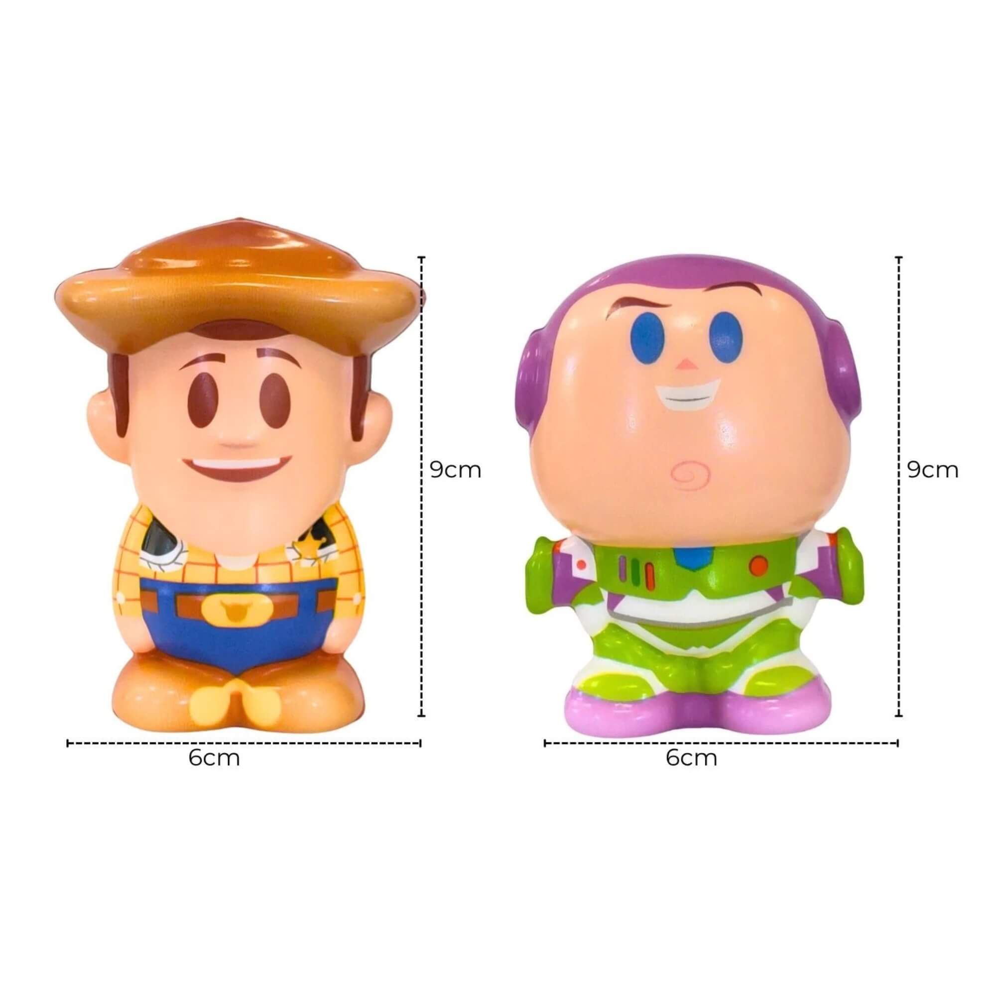 Boneco Squishy Woody ou Buzz Lightyear Toy Story Antiestresse Sortido e Unitário Toyng - 059498