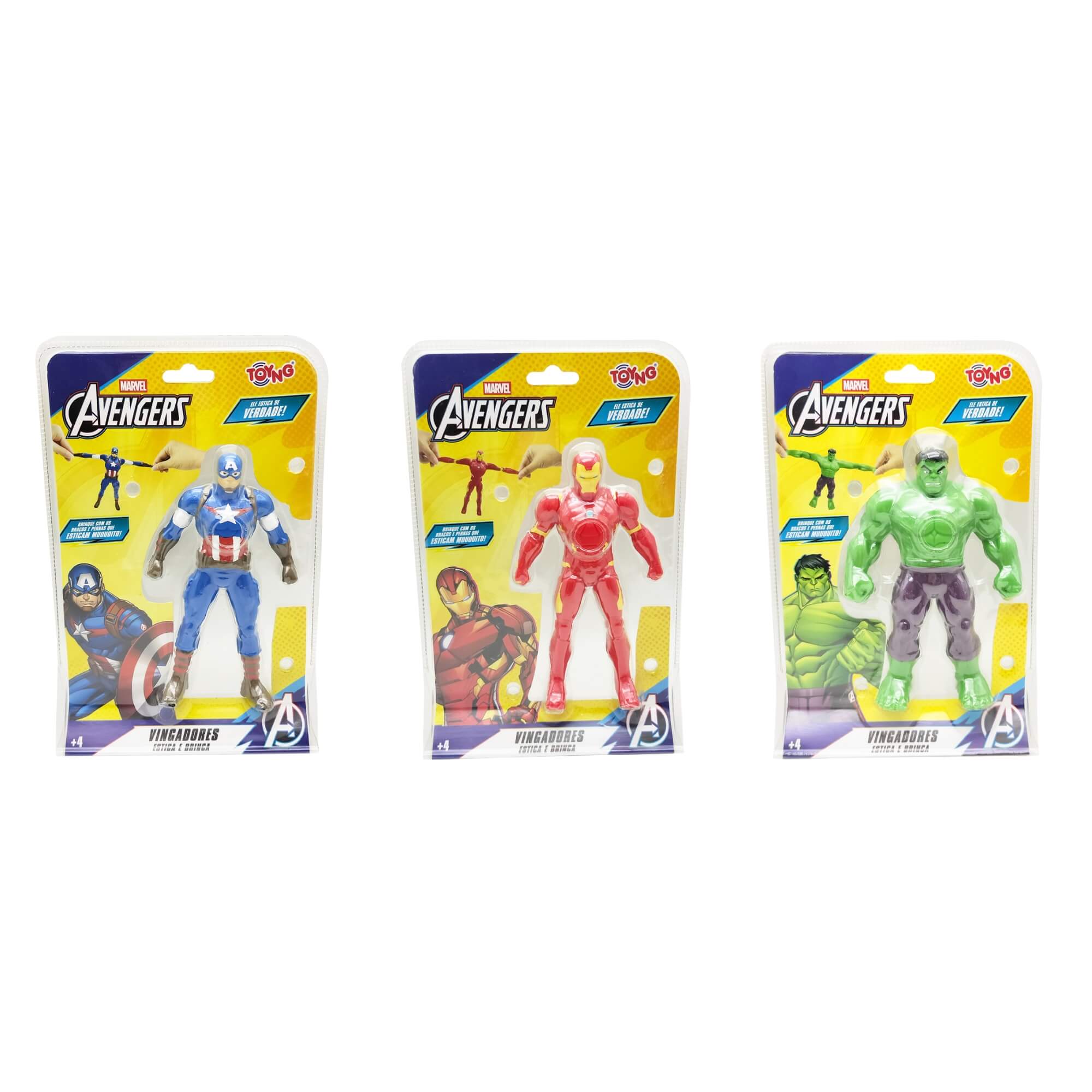 Boneco de Esticar Articulado Vingadores Marvel Sortido e Unitário Toyng - 059817