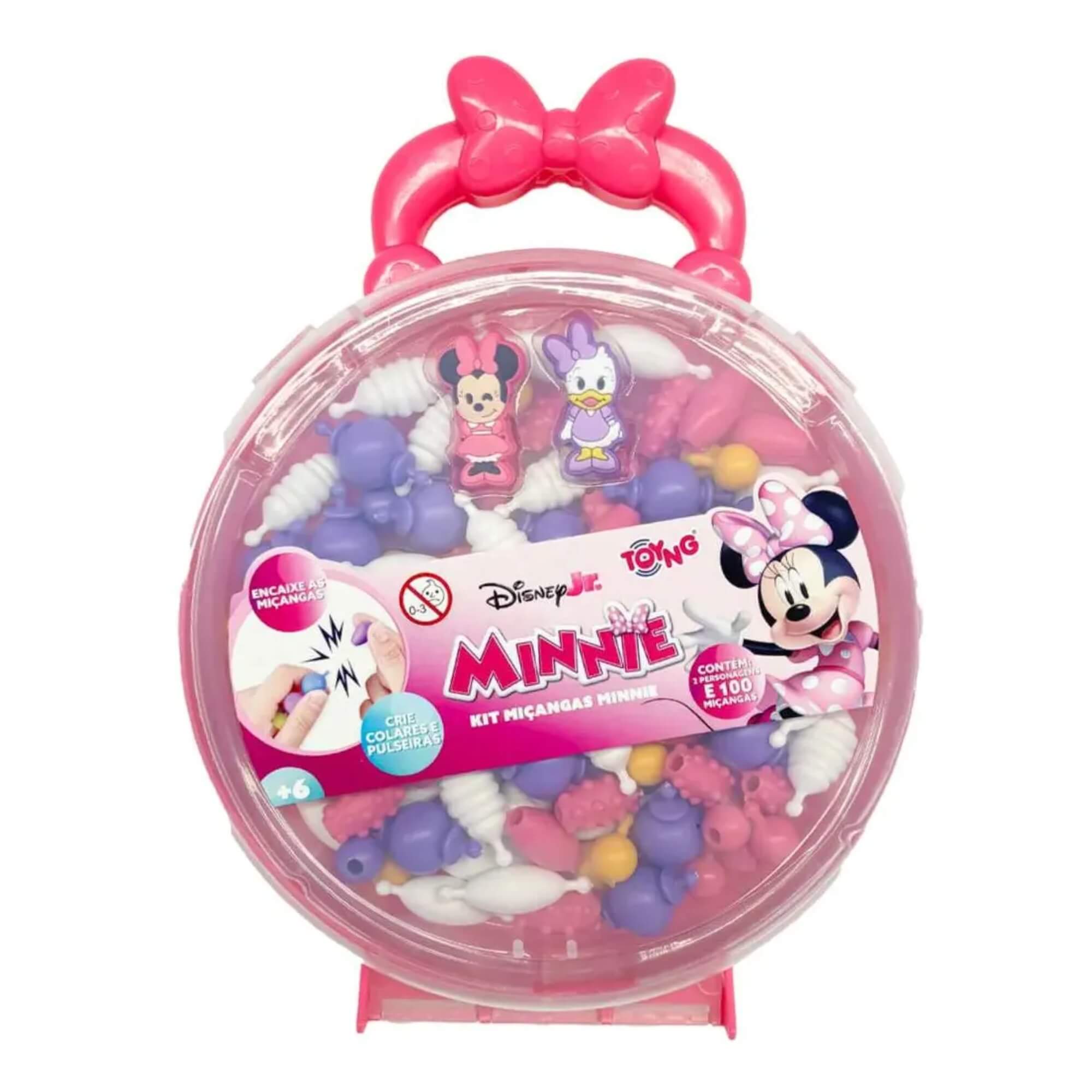 Kit Miçangas Disney Minnie com 2 Personagens e 100 peças de Encaixe Toyng - 060015