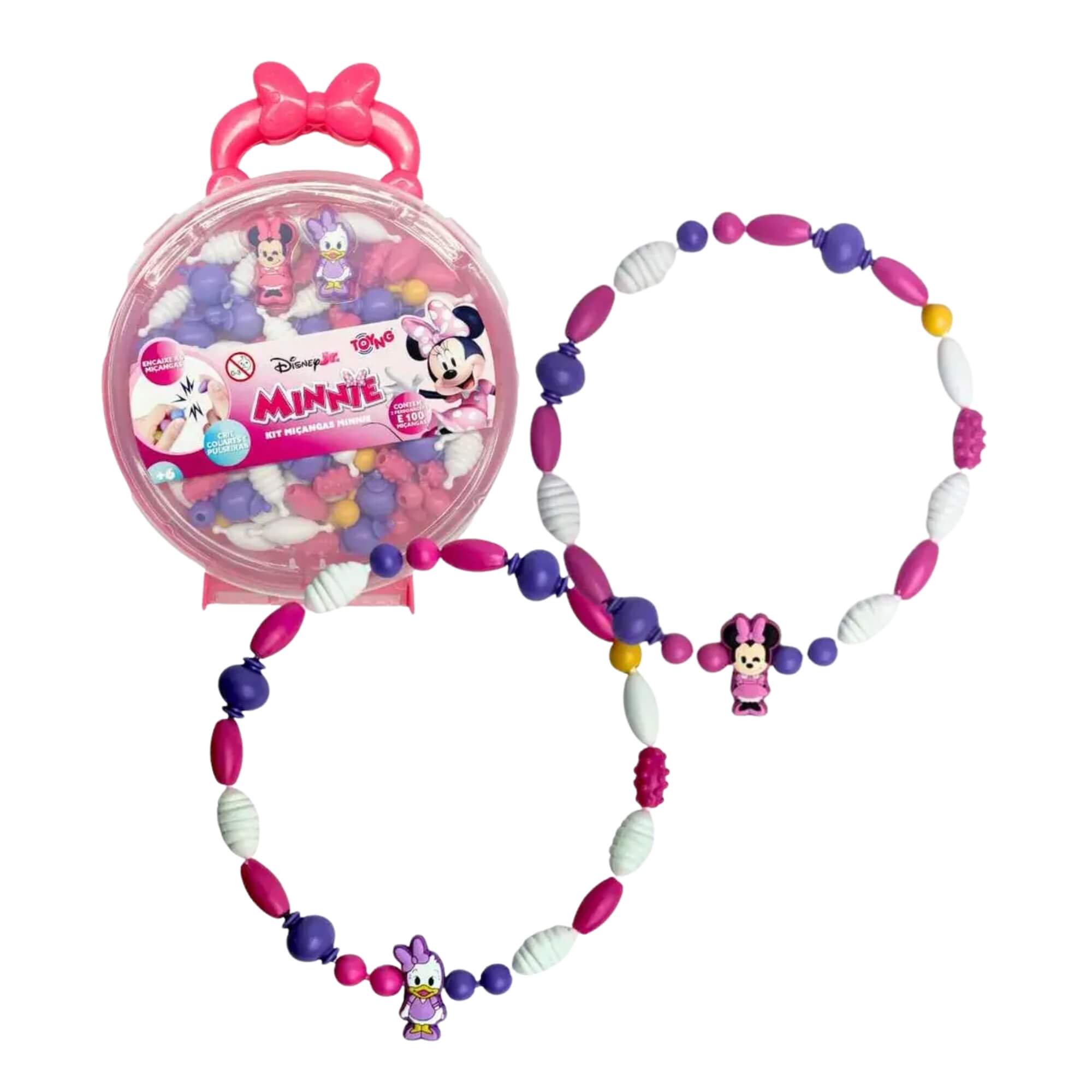 Kit Miçangas Disney Minnie com 2 Personagens e 100 peças de Encaixe Toyng - 060015