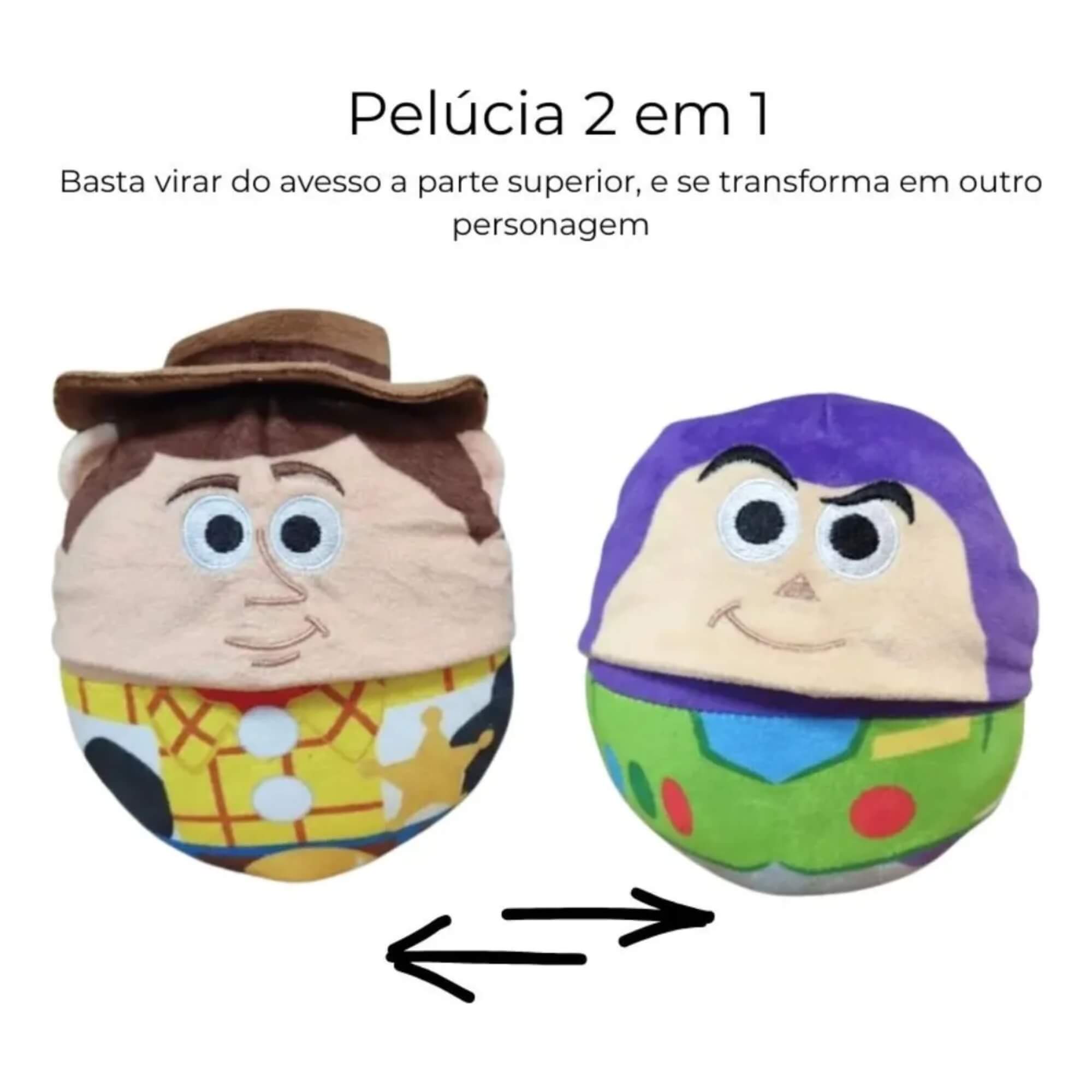 Pelúcia Dupla Face 2 Em 1 Disney Reversível Personagens Sortido e Uniário Toyng - 61335