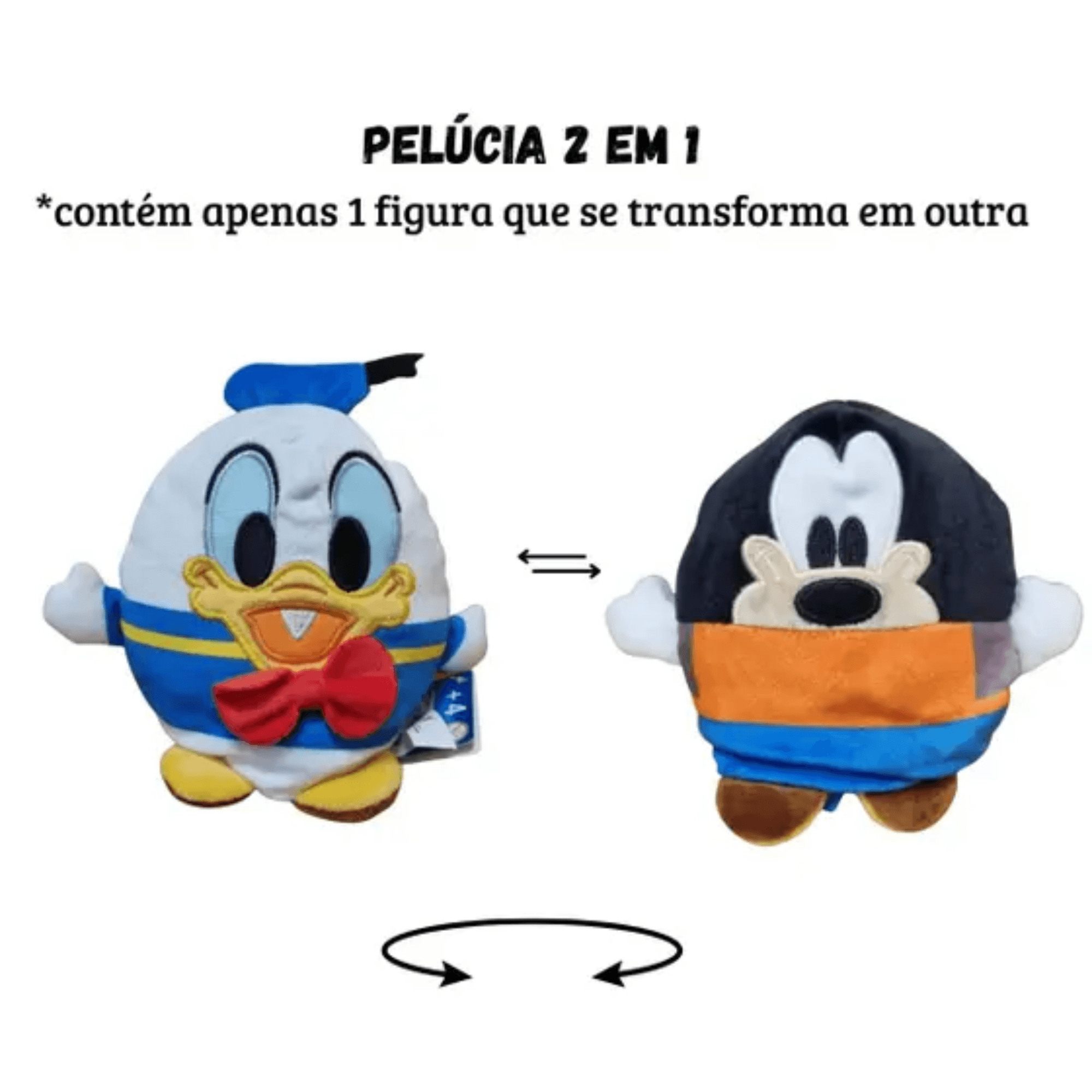 Pelúcia Donald e Pateta 2 Em 1 Disney Infantil Sortido E Unitário 6-12 Peças Toyng - 061346