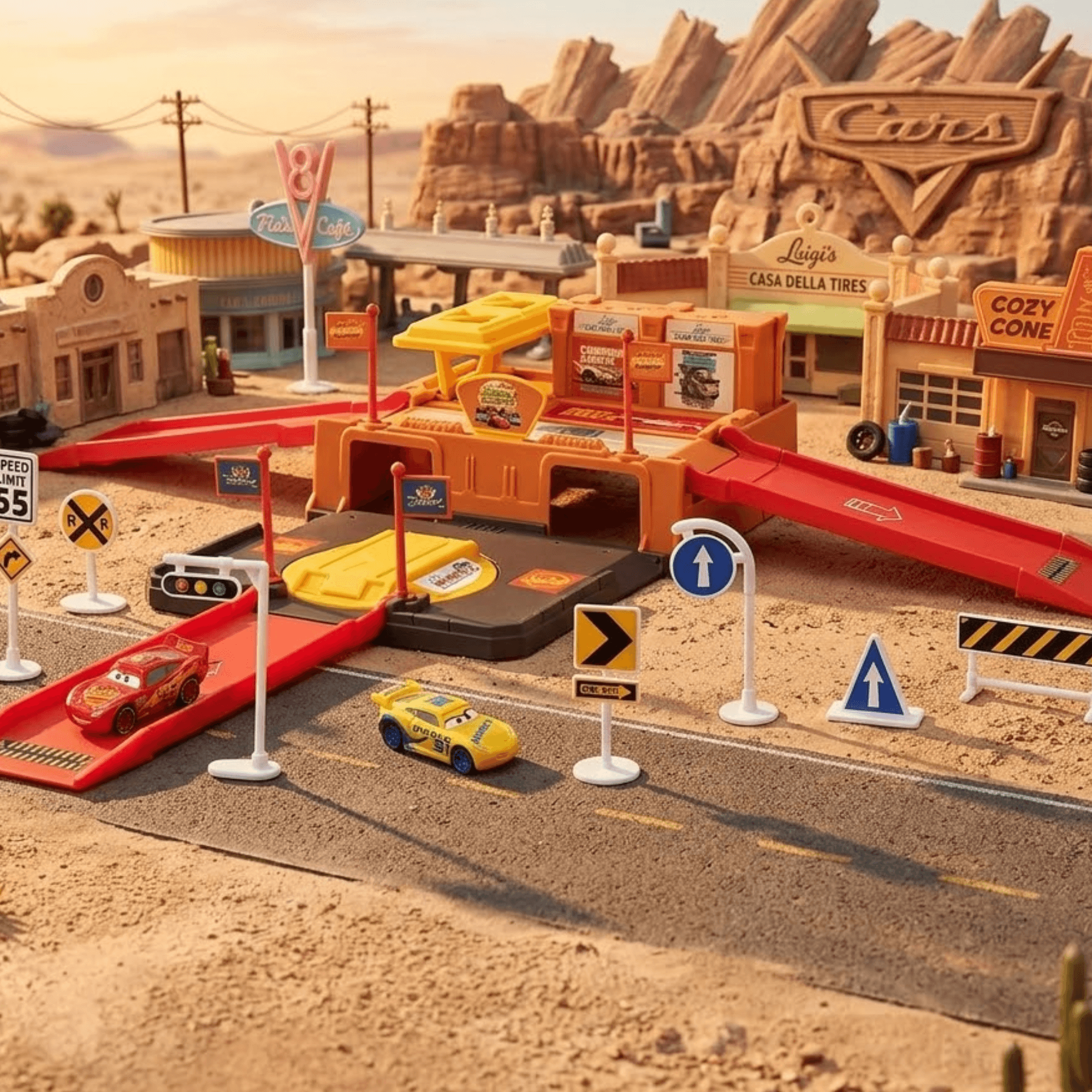 Garagem McQueen E Cruz Disney Carros 6 Peças Toyng - 061621
