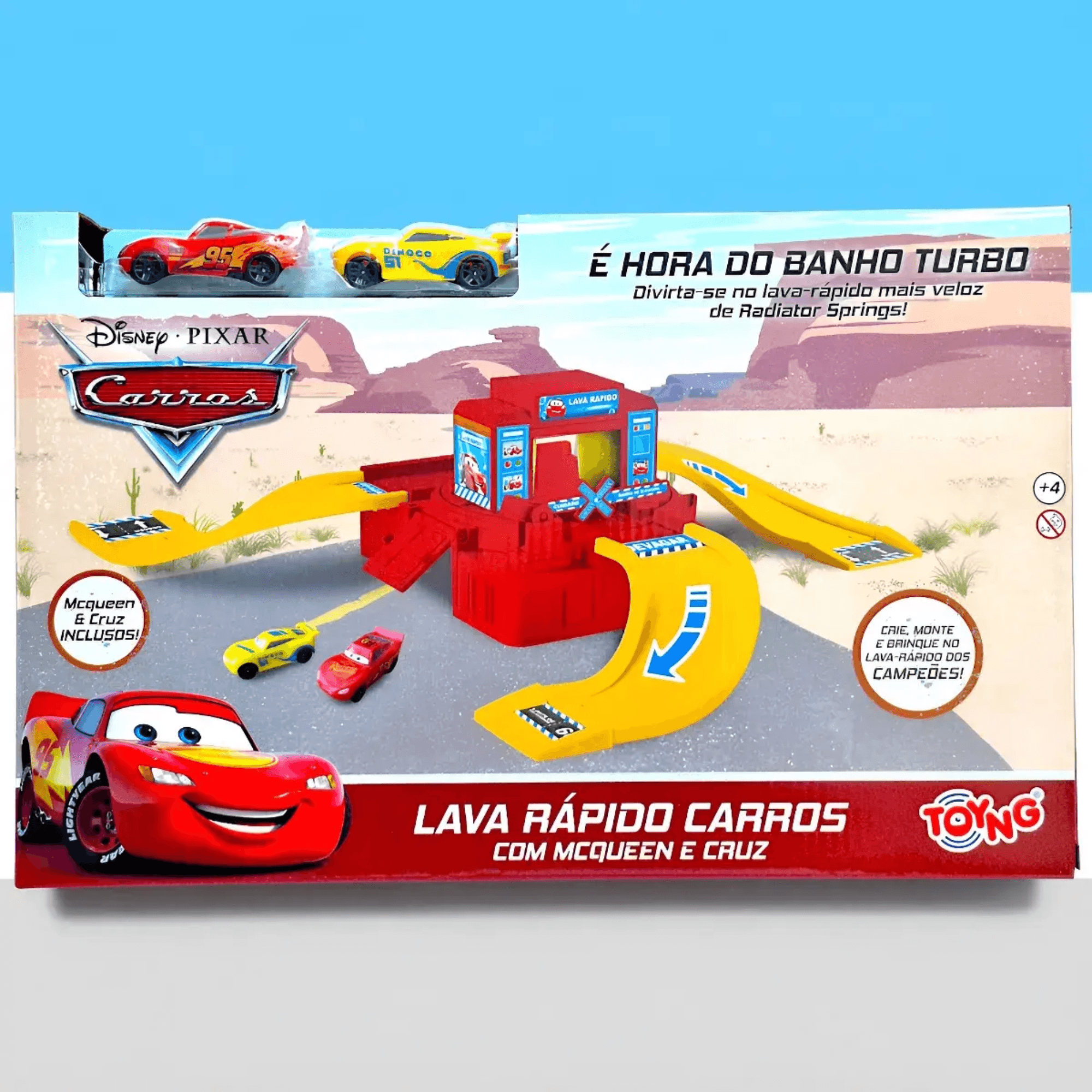 Lava Rápido McQueen E Cruz Disney Carros 6 Peças Toyng - 061632