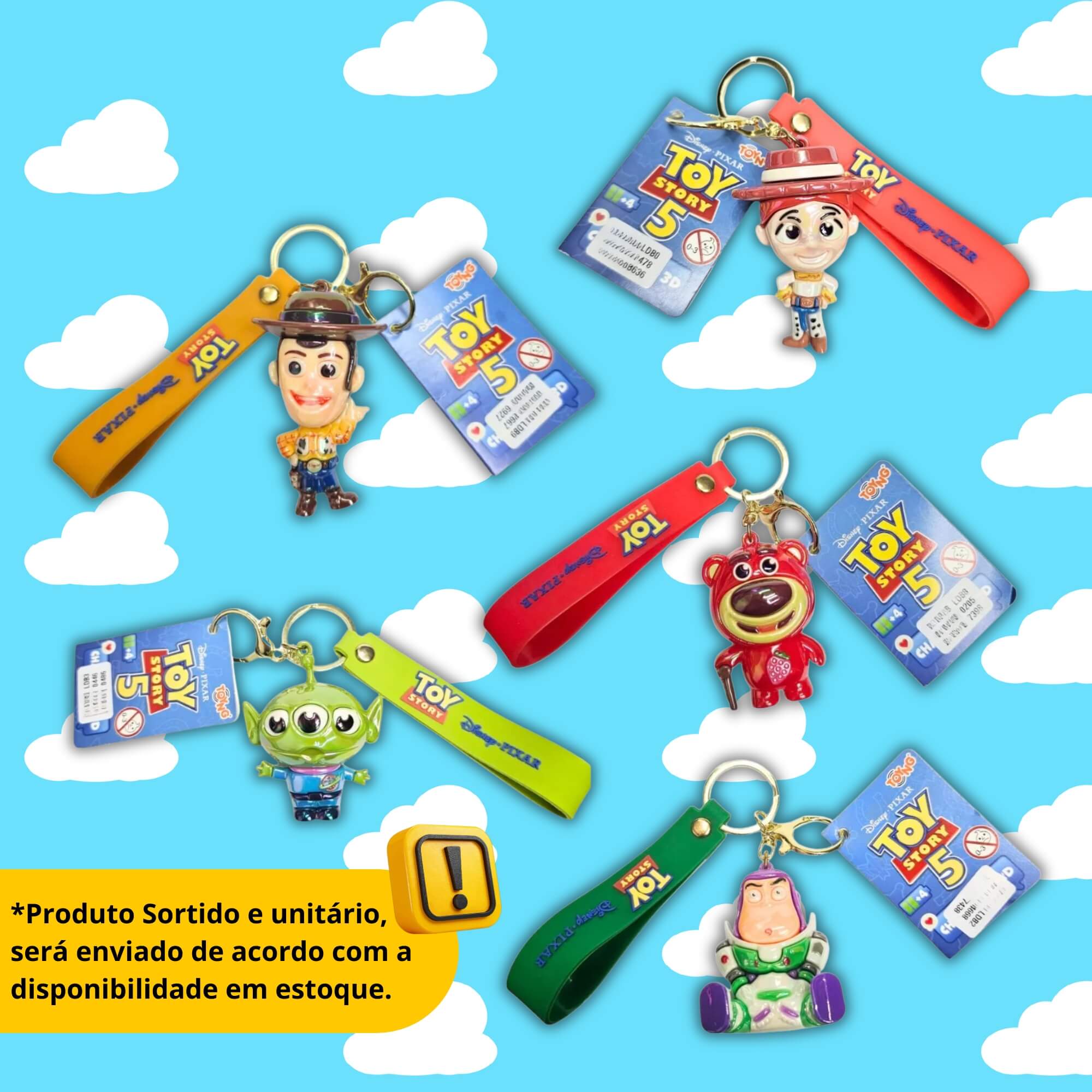 Chaveiro 3D Disney Toy Story Sortido e Unitário Toyng - 061709