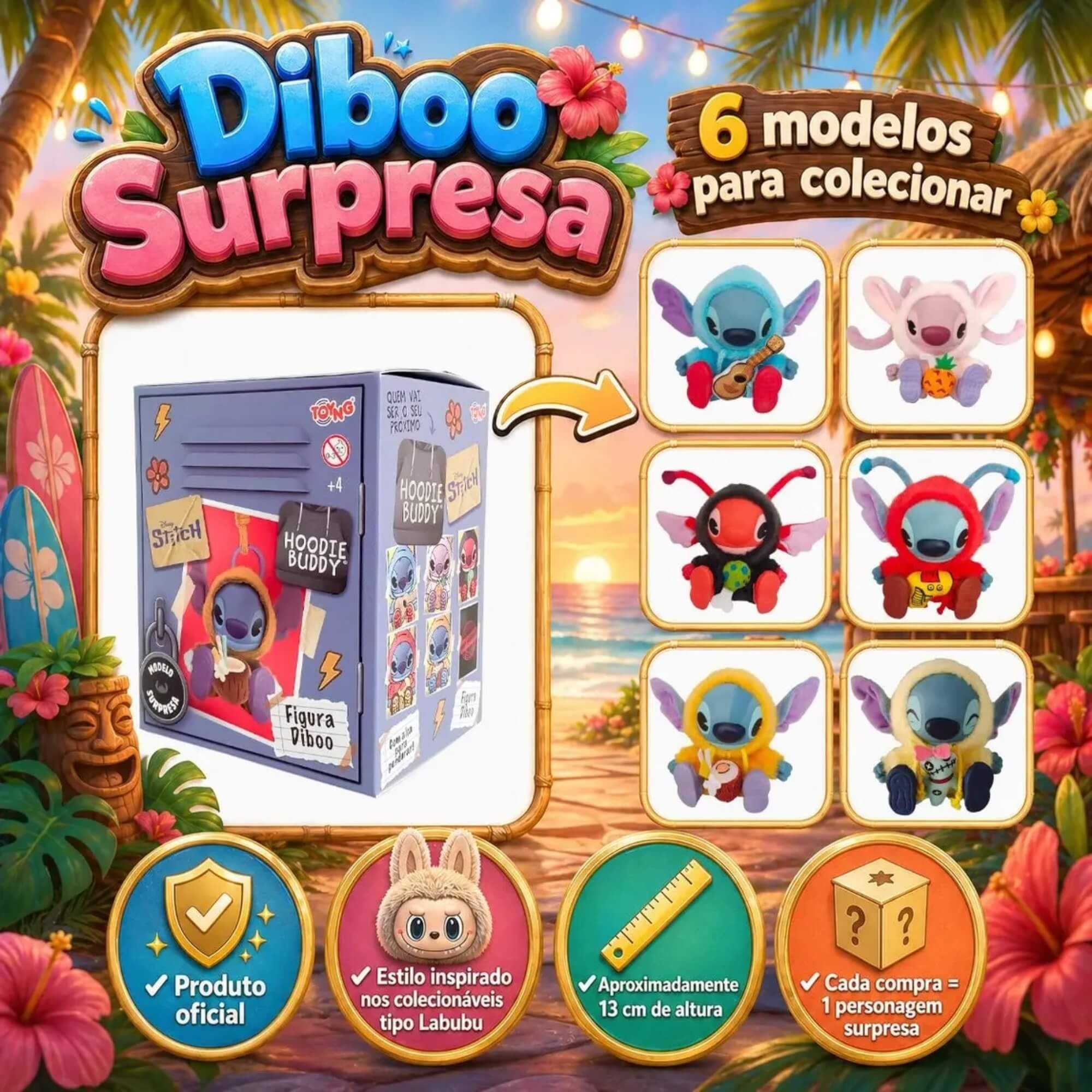 Figura Colecionável Surpresa Diboo Stitch Disney Cápsula Unitária e Sortida Toyng - 063216