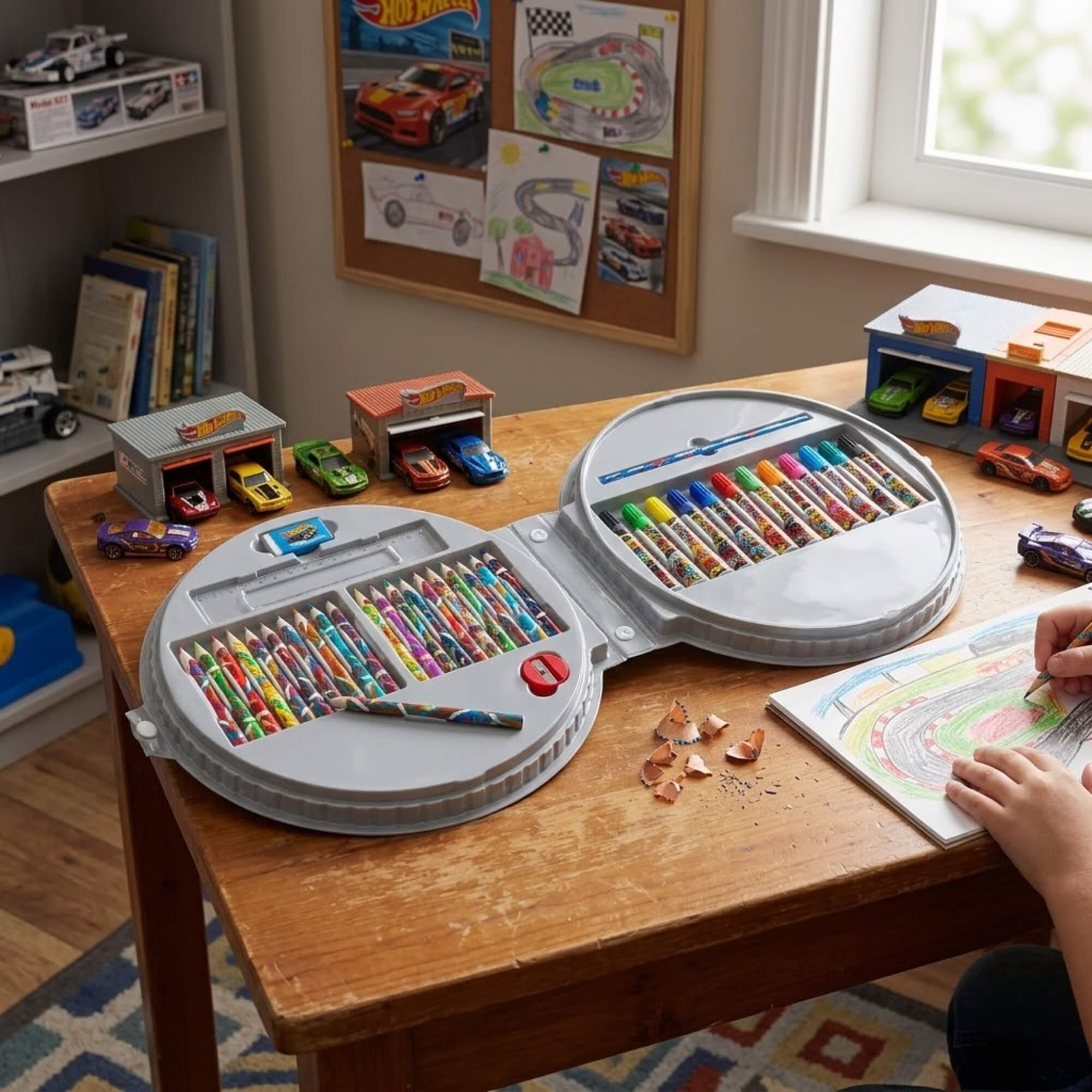 Kit Maleta Para Pintura Hot Wheels Infantil Colorir E Criar Toyng - 063667