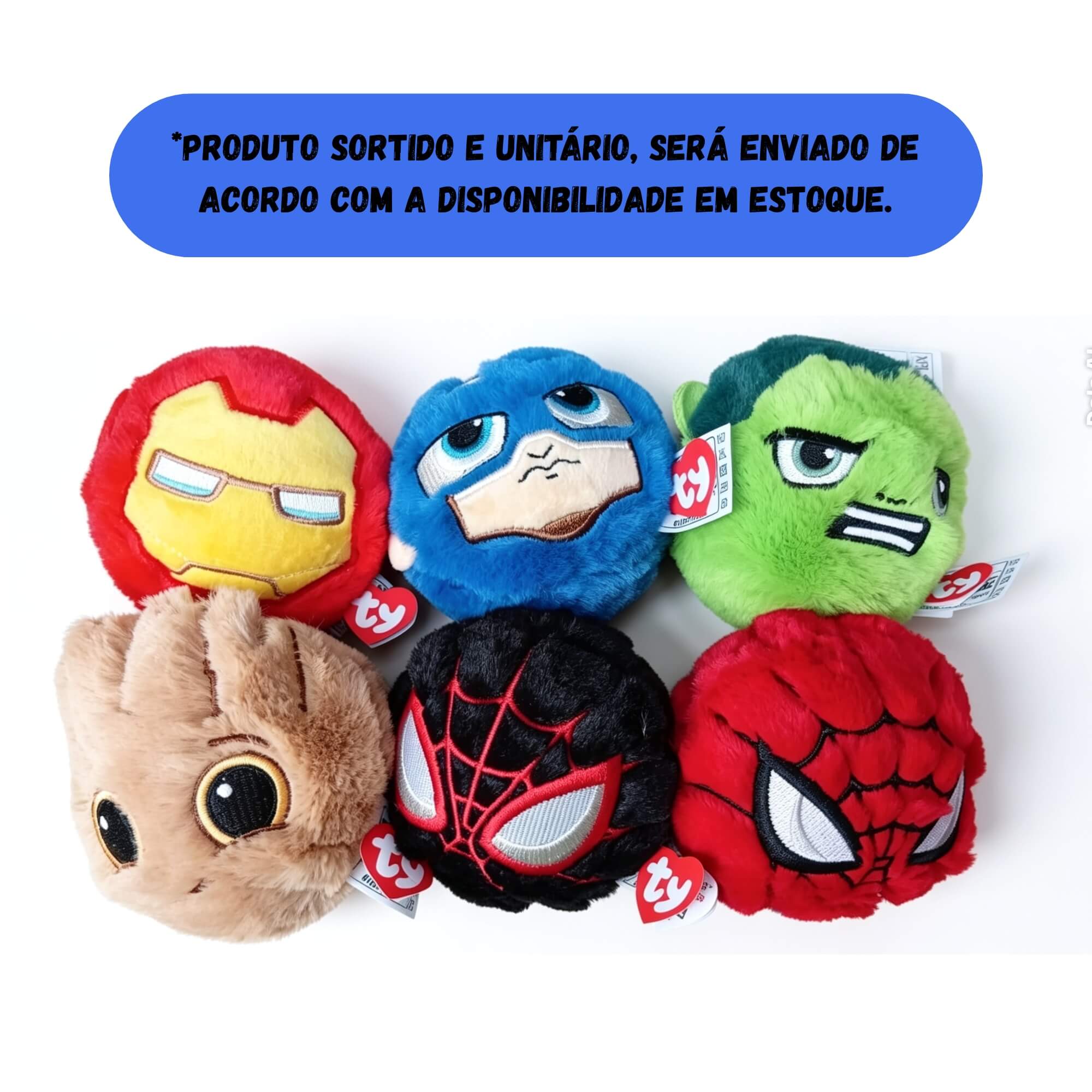 Pelúcia Que Quica Marvel Ty Beanie Bouncers Bolinha Divertida Sortido e Unitário Toyng - 064998