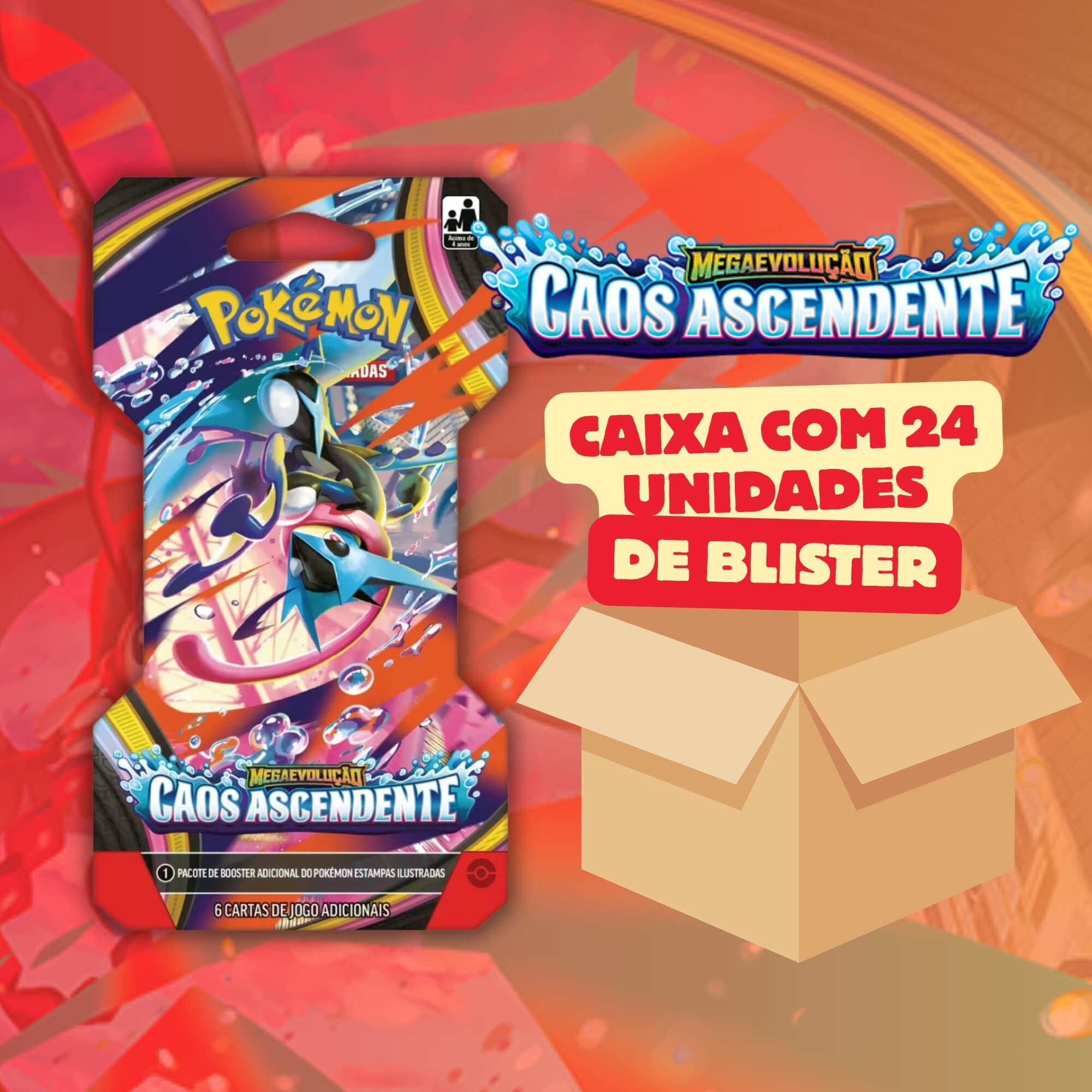 Pokemon Blister Unitário ME04 Caos Ascendente (Caixa com 24 unidades) Copag - 36925
