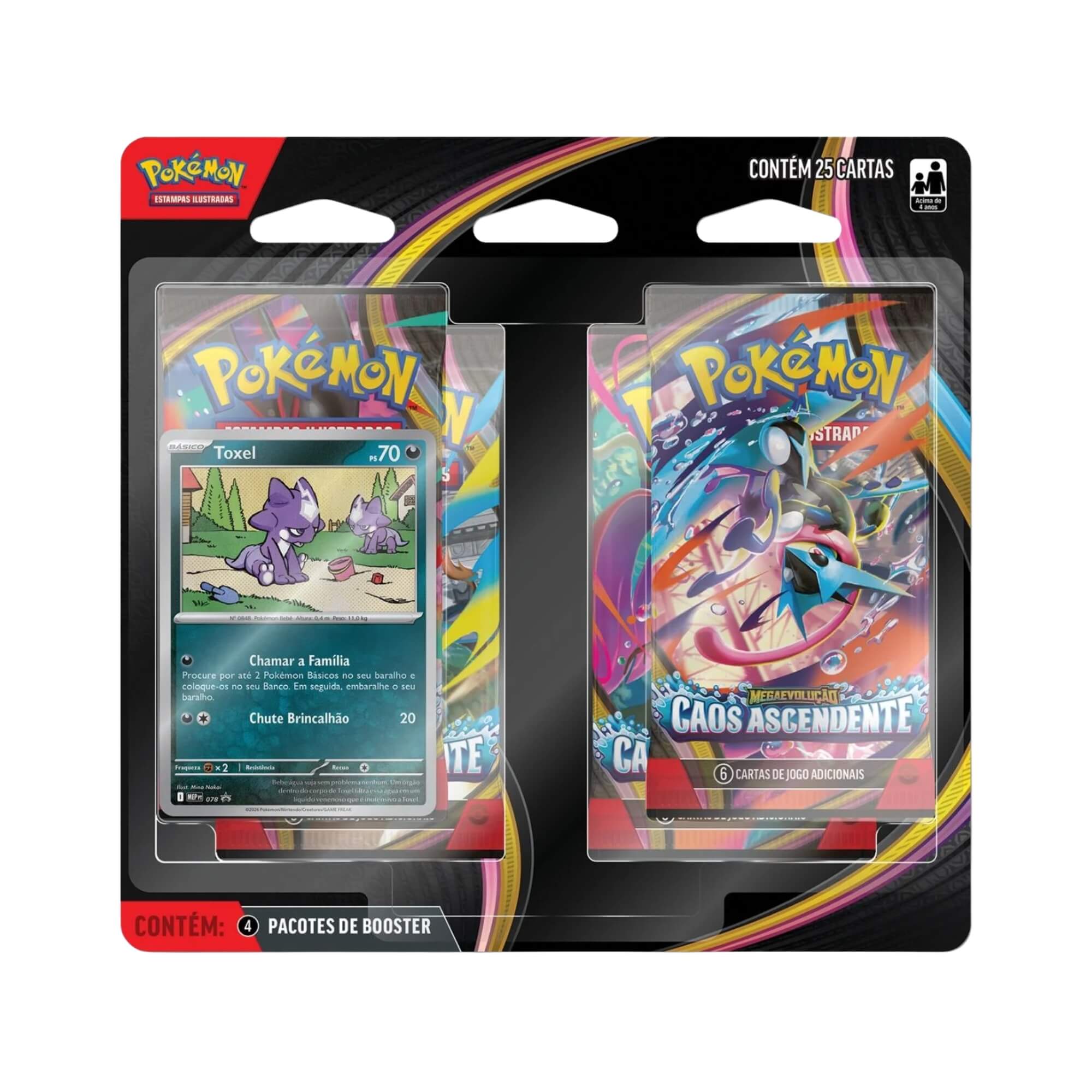 Pokemon Blister Quádruplo ME04 Caos Ascendente - Toxel Copag - 36932 unitário