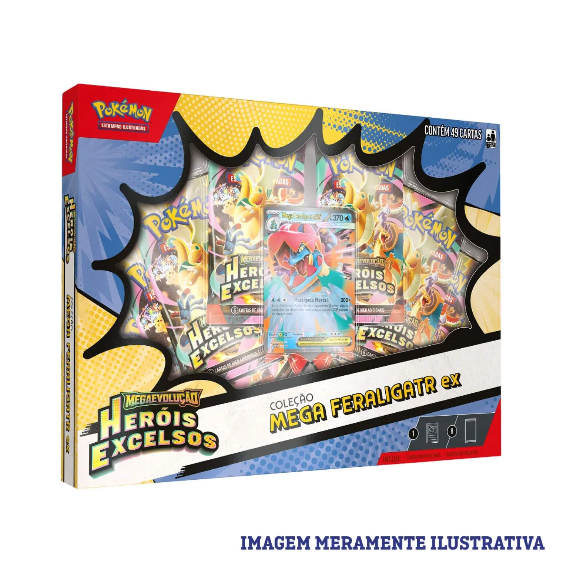 3 Box Pokemon ME02.5 Coleção Mega Meganium EX, Mega Emboar EX e Mega Feraligatr EX Copag - 36657