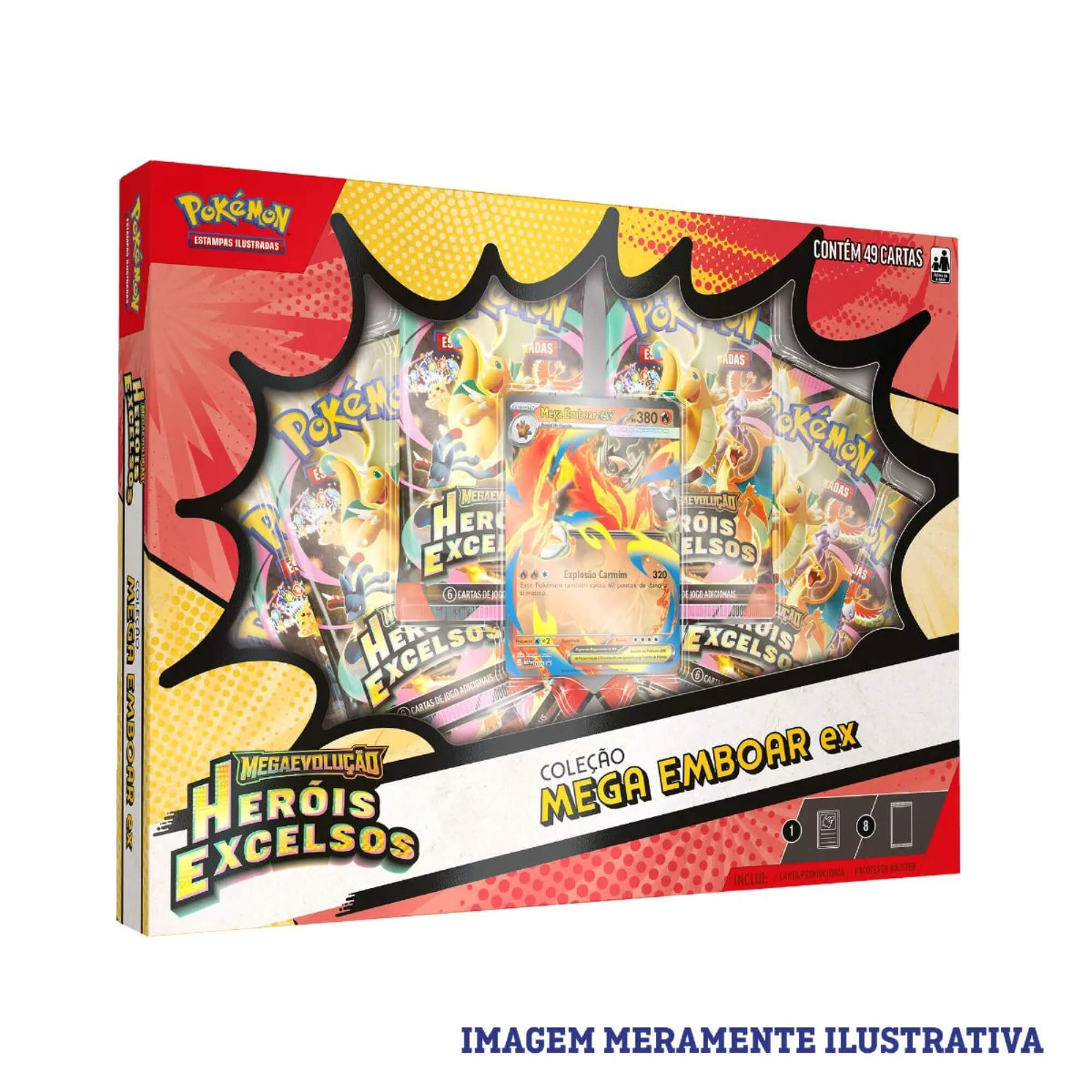 3 Box Pokemon ME02.5 Coleção Mega Meganium EX, Mega Emboar EX e Mega Feraligatr EX Copag - 36657