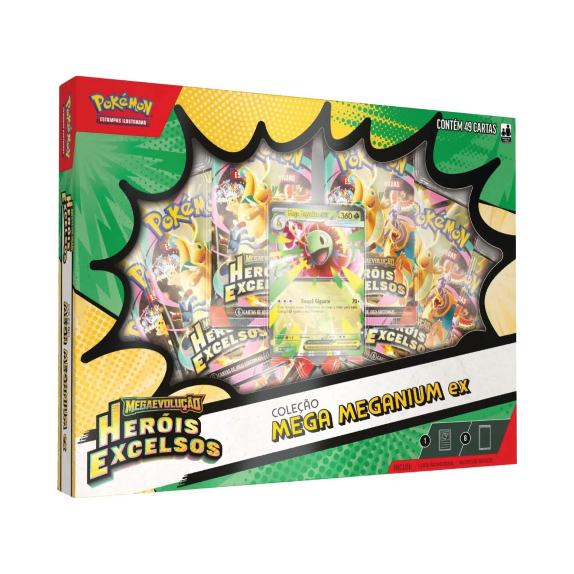 3 Box Pokemon ME02.5 Coleção Mega Meganium EX, Mega Emboar EX e Mega Feraligatr EX Copag - 36657